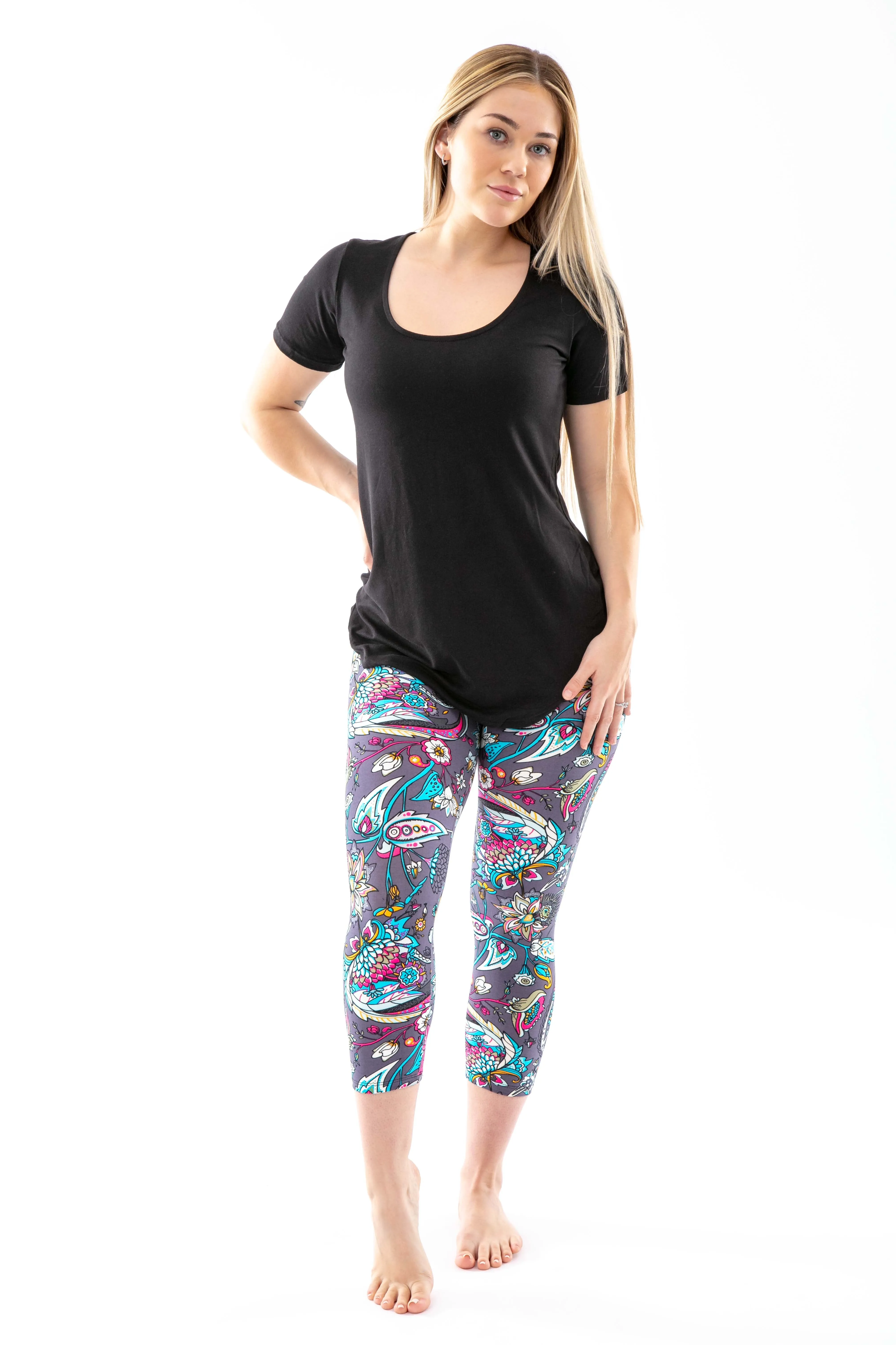 Flowery Gray - Capris sold by Just Cozy product image thumbnail 4