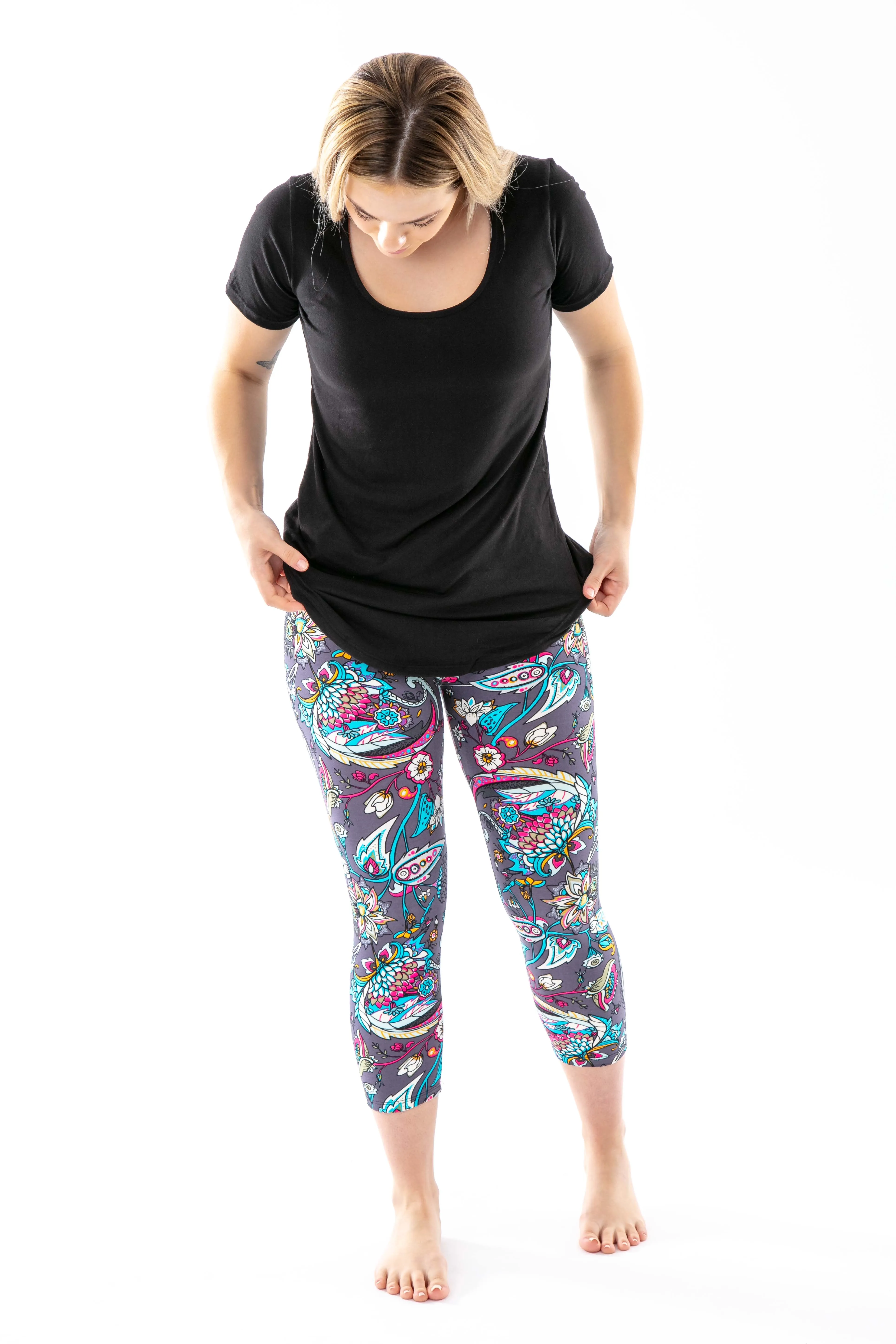 Flowery Gray - Capris sold by Just Cozy product image thumbnail 2