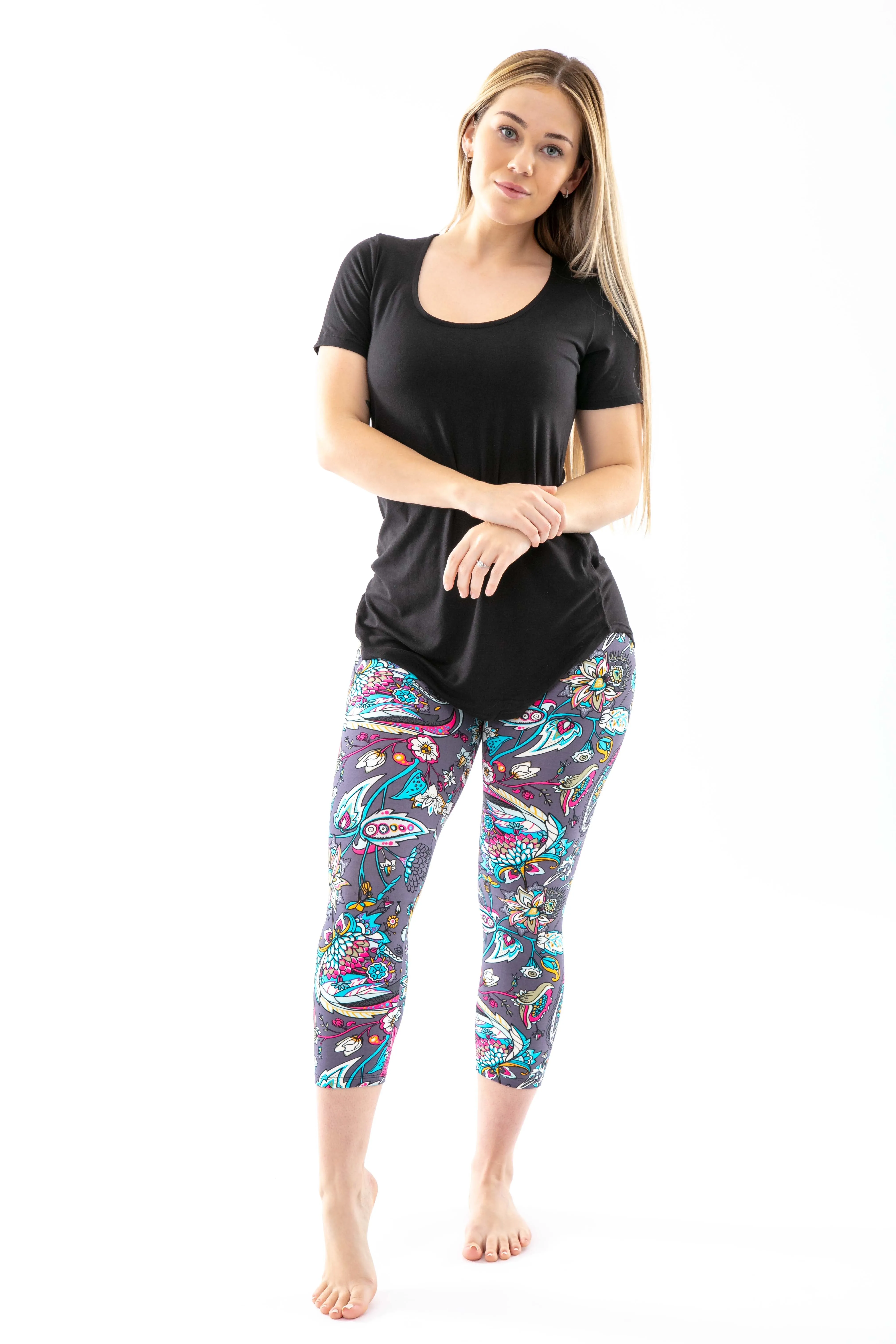 Flowery Gray - Capris sold by Just Cozy product image thumbnail 3