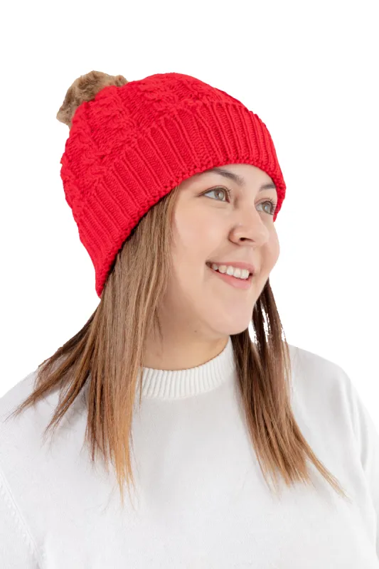 Red - Cozy Lined Hat sold by Just Cozy