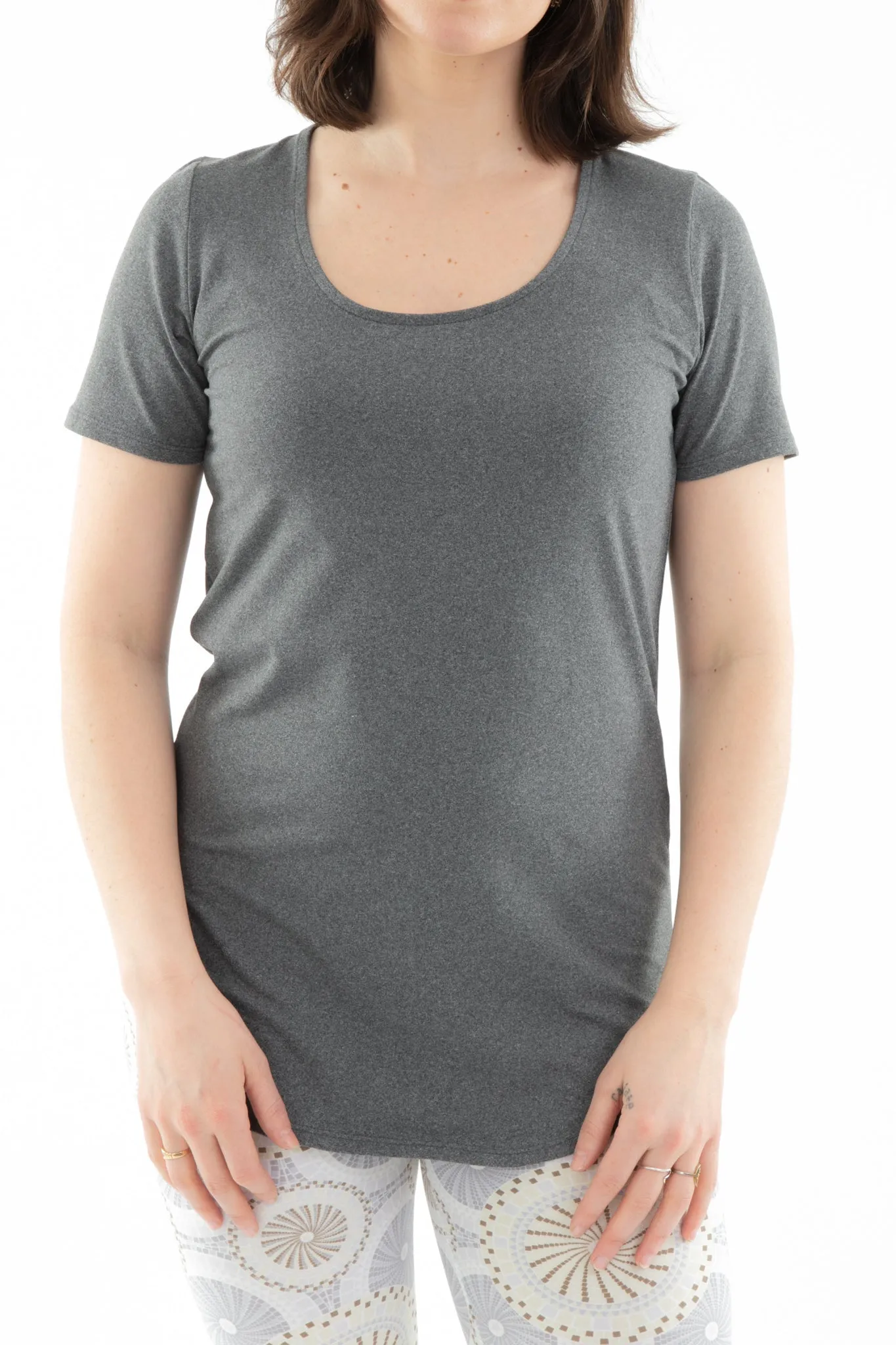 Gray - Short Sleeve Tunic Top sold by Just Cozy