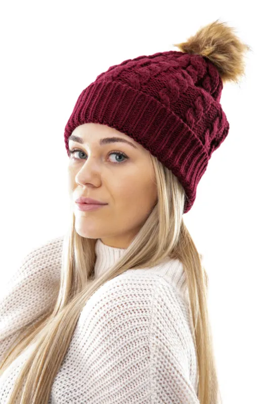 Burgundy - Cozy Lined Hat sold by Just Cozy
