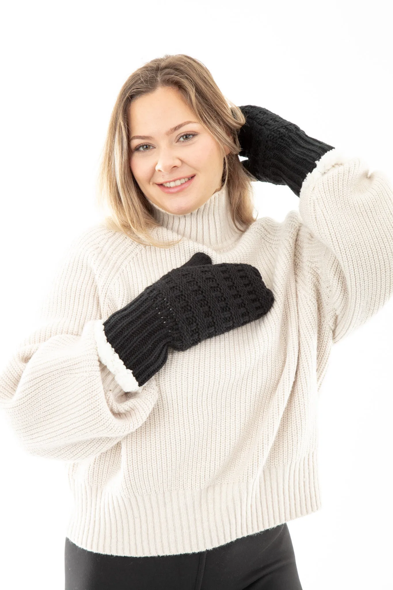 Black - Cozy Lined Mittens sold by Just Cozy product image thumbnail 4