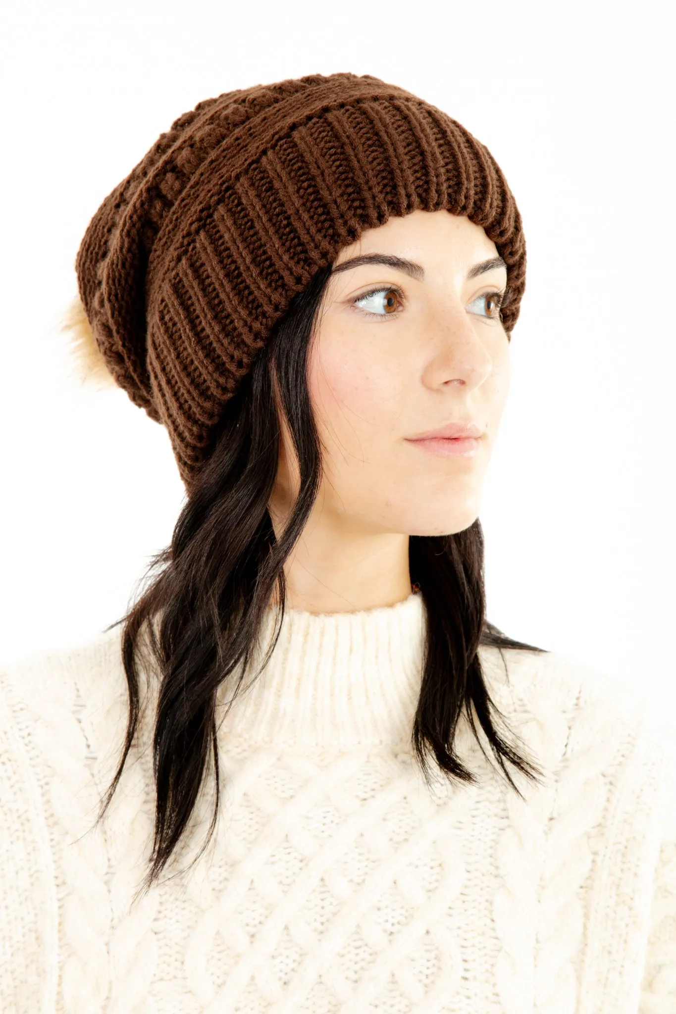 Brown - Cozy Slouchy Beanie sold by Just Cozy