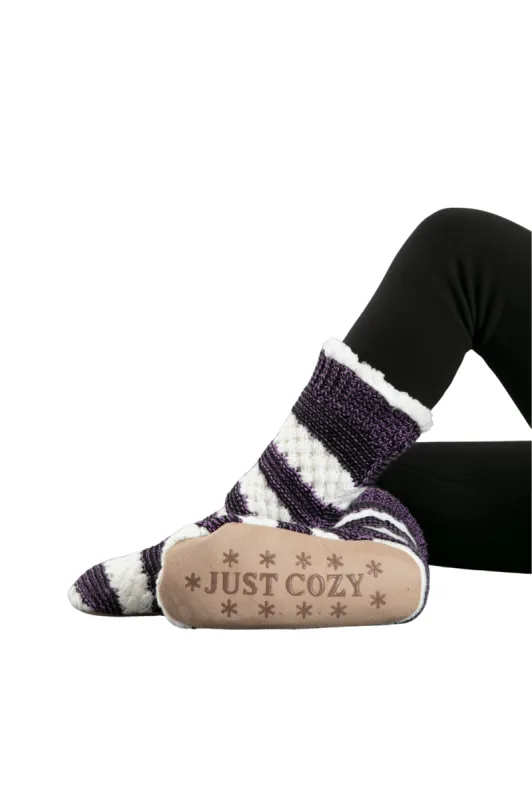 Purple & White - Cozy Slipper Socks sold by Just Cozy