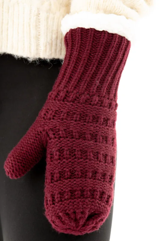 Dark Cherry - Cozy Lined Mittens sold by Just Cozy