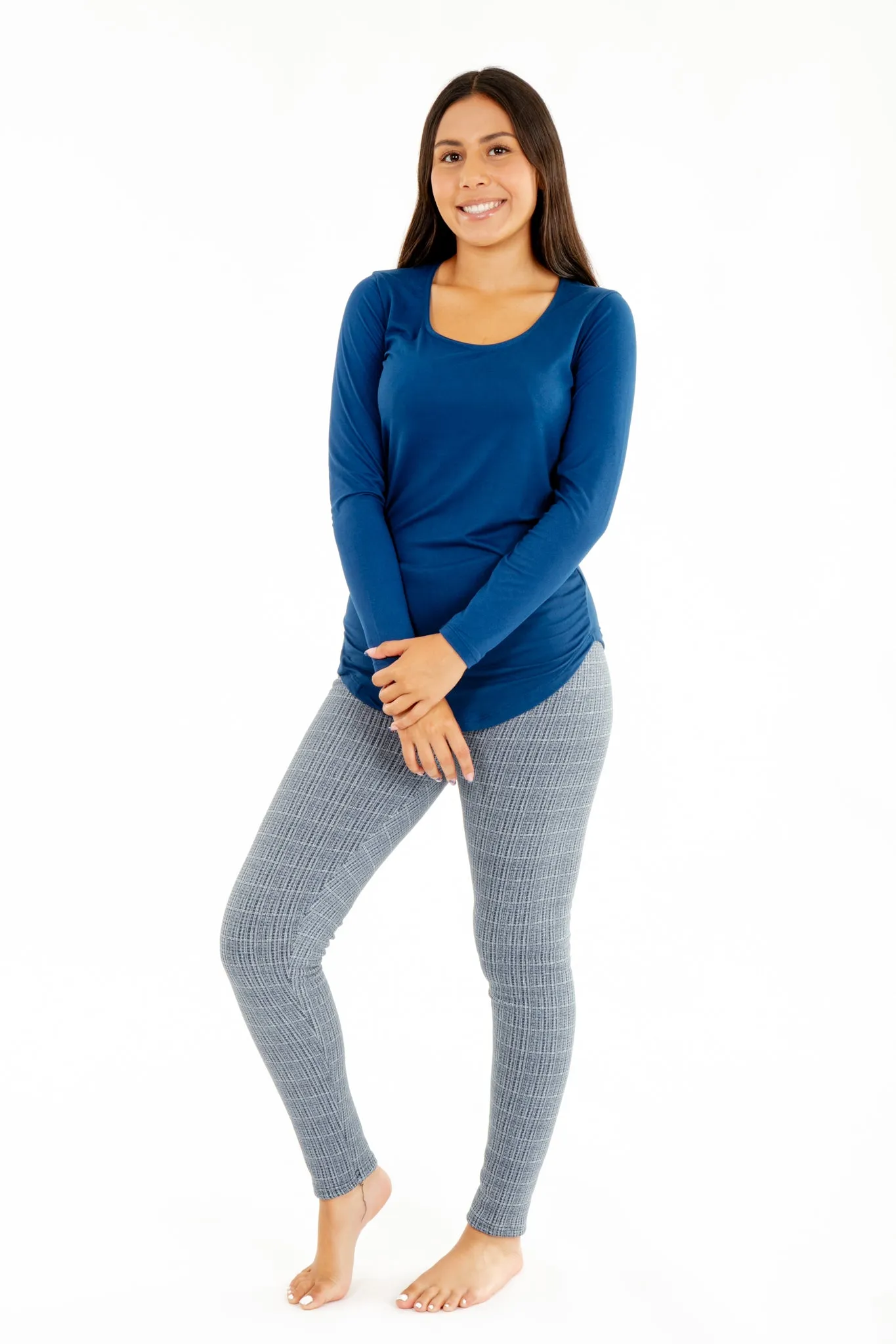 Blue & White Stripes - Cozy Lined Leggings sold by Just Cozy product image thumbnail 4