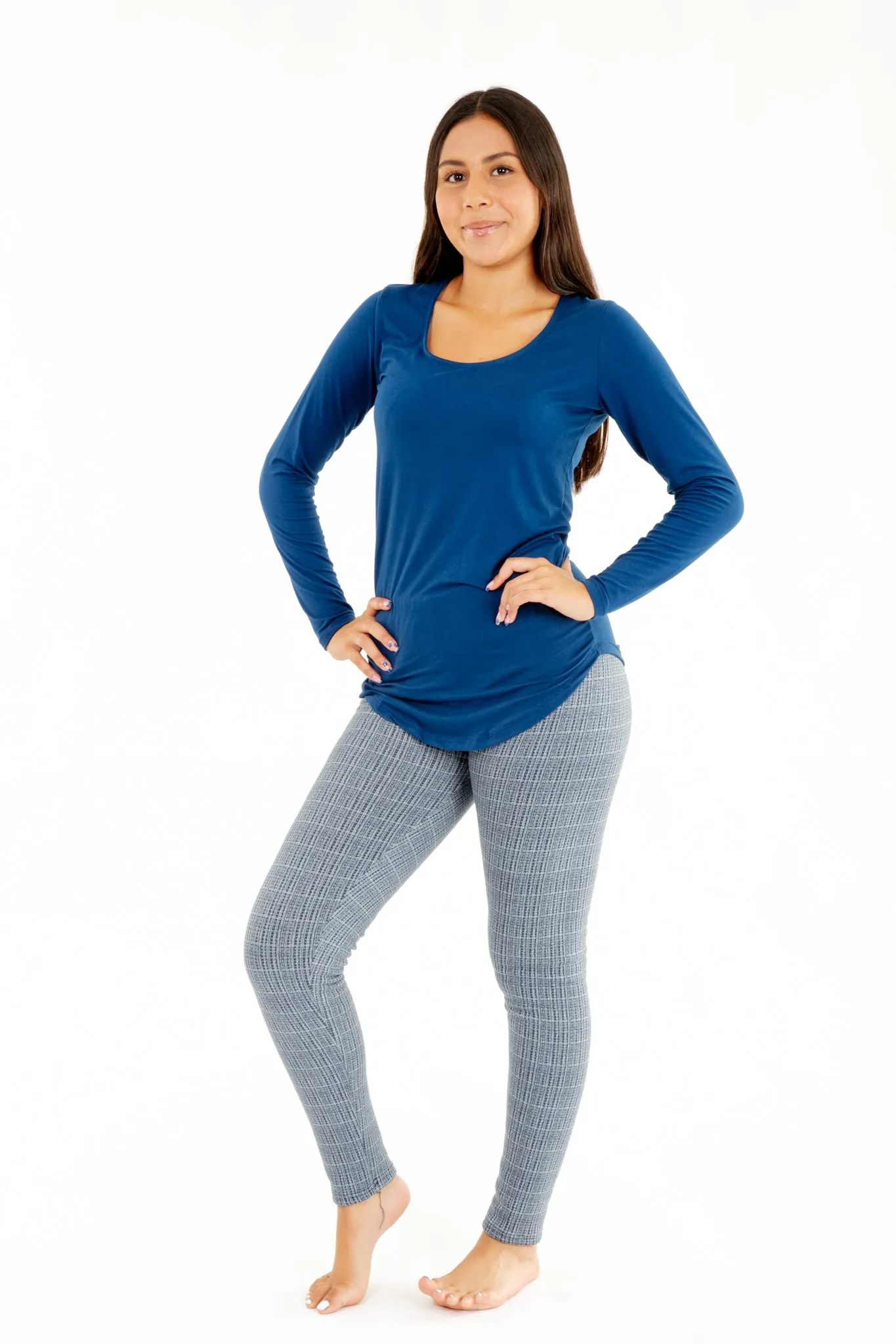 Blue & White Stripes - Cozy Lined Leggings sold by Just Cozy product image thumbnail 5