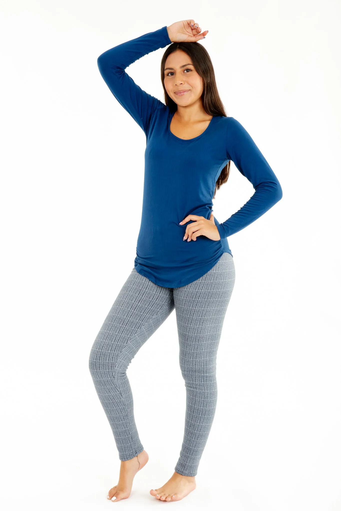 Blue & White Stripes - Cozy Lined Leggings sold by Just Cozy product image thumbnail 3