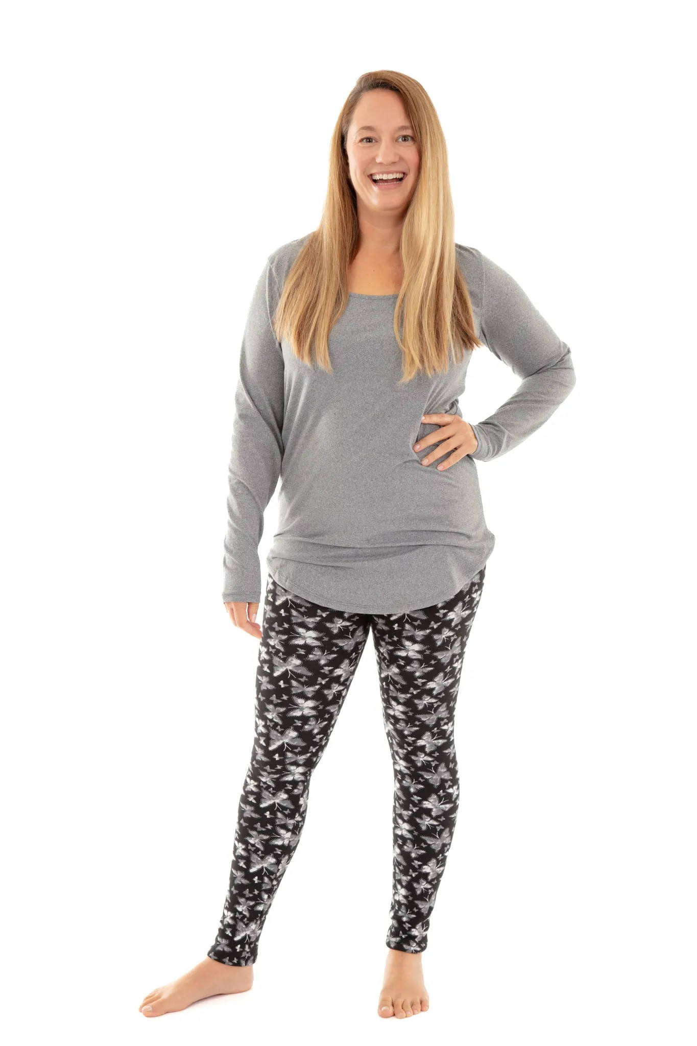 White Butterflies - Cozy Lined Leggings sold by Just Cozy product image thumbnail 2