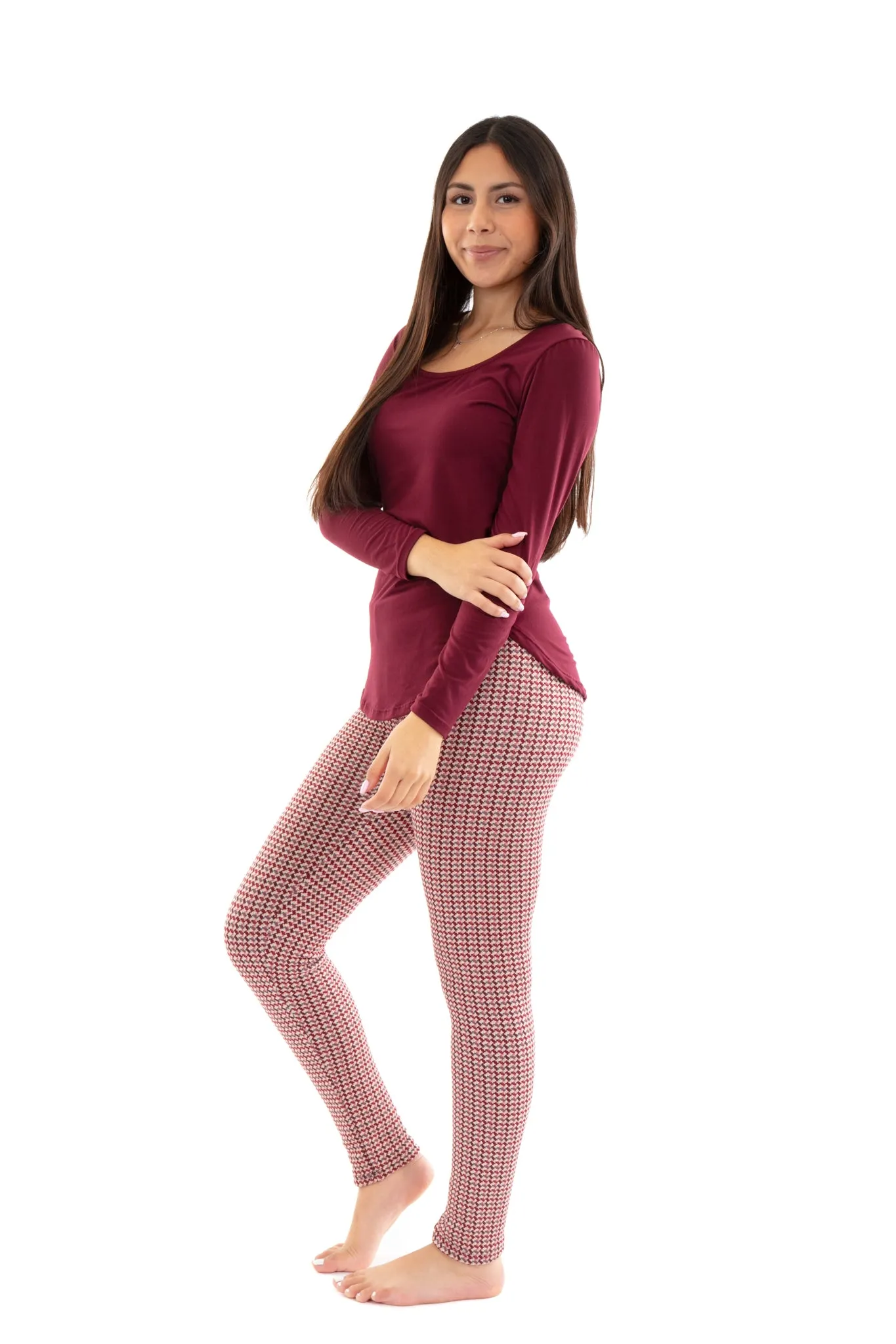 Carmine Houndstooth - Cozy Lined Leggings sold by Just Cozy product image thumbnail 4