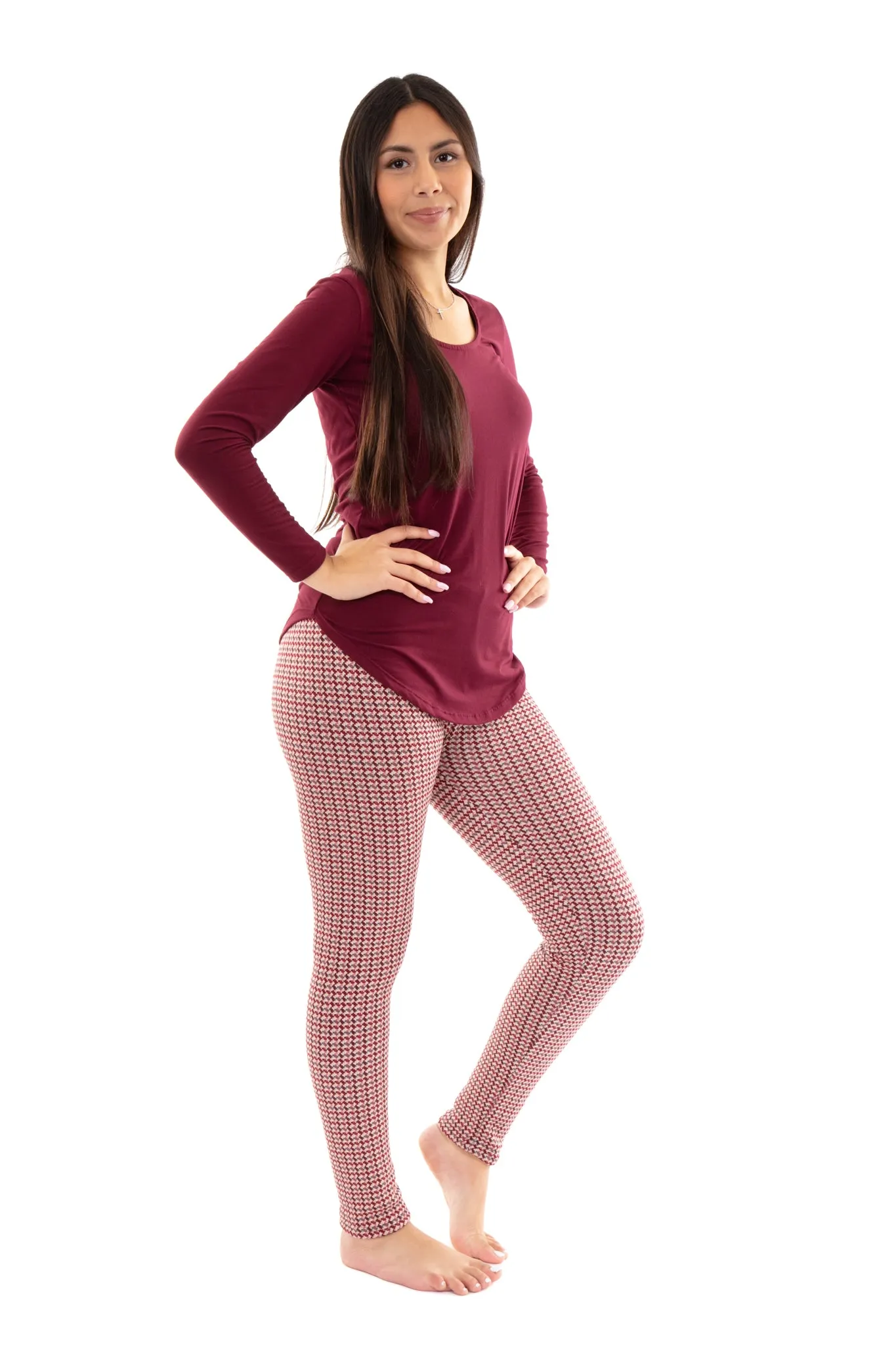 Carmine Houndstooth - Cozy Lined Leggings sold by Just Cozy product image thumbnail 2