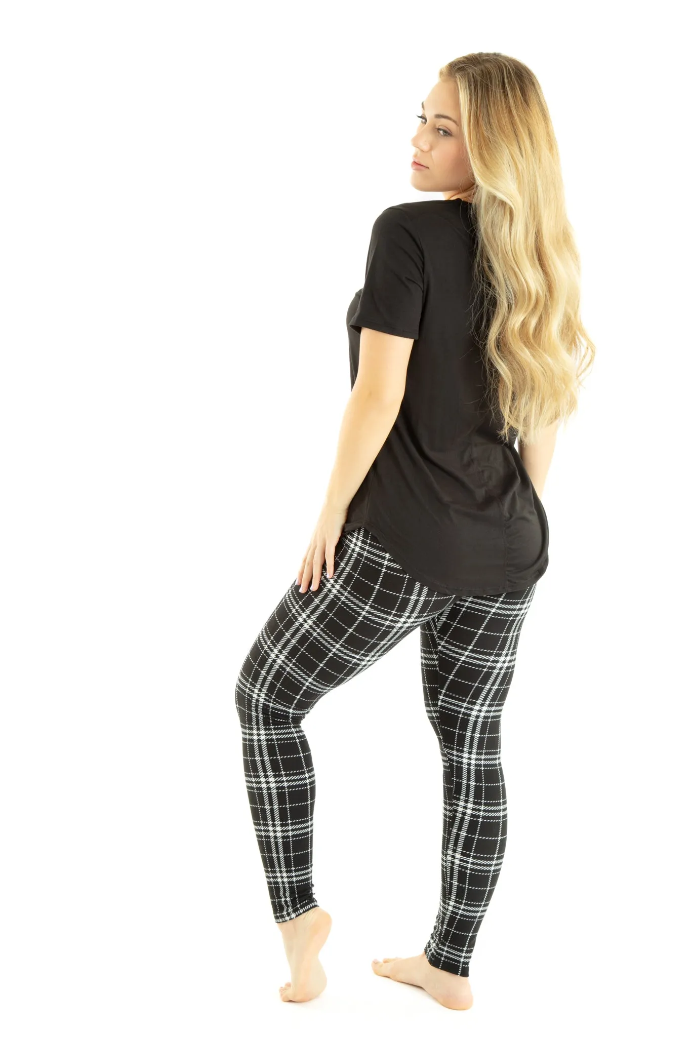 B&W Plaid Checks - All Season Leggings sold by Just Cozy product image thumbnail 3