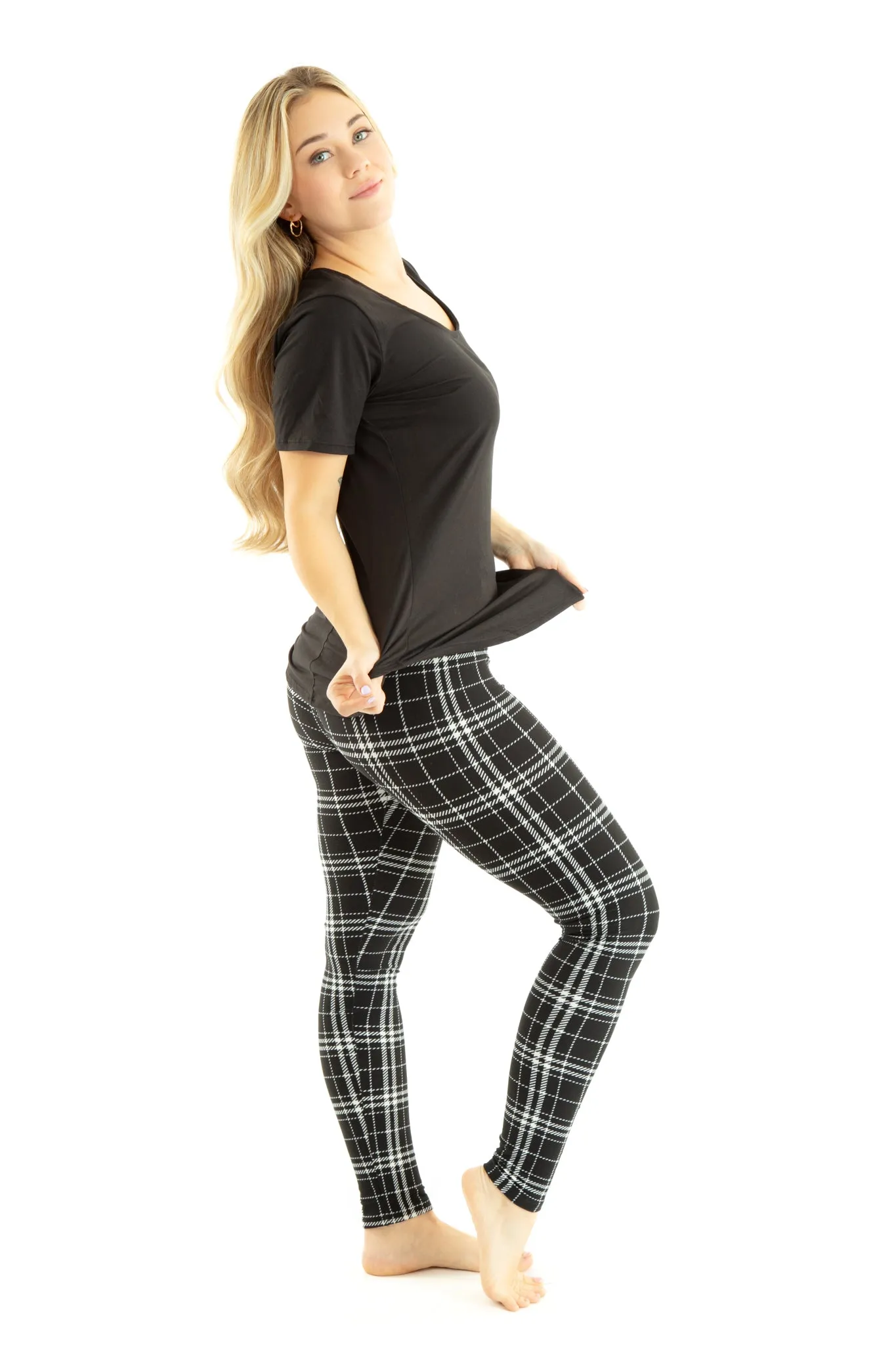 B&W Plaid Checks - All Season Leggings sold by Just Cozy product image thumbnail 4