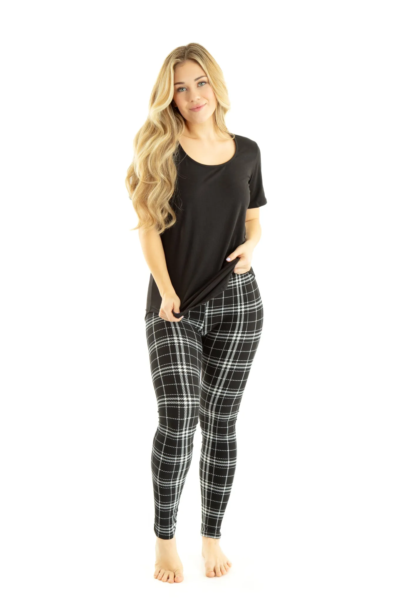 B&W Plaid Checks - All Season Leggings sold by Just Cozy product image thumbnail 2