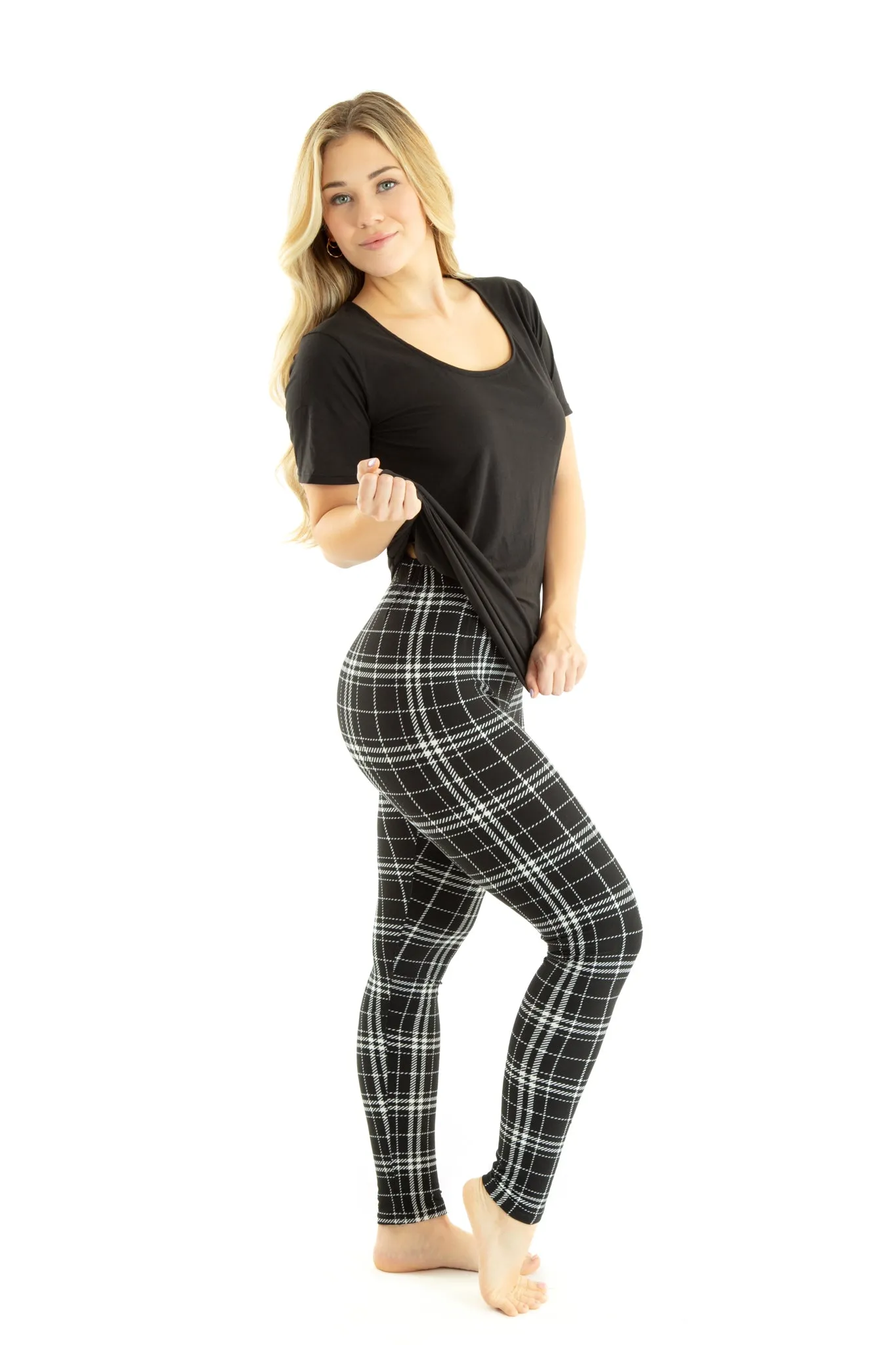 B&W Plaid Checks - All Season Leggings sold by Just Cozy product image thumbnail 5