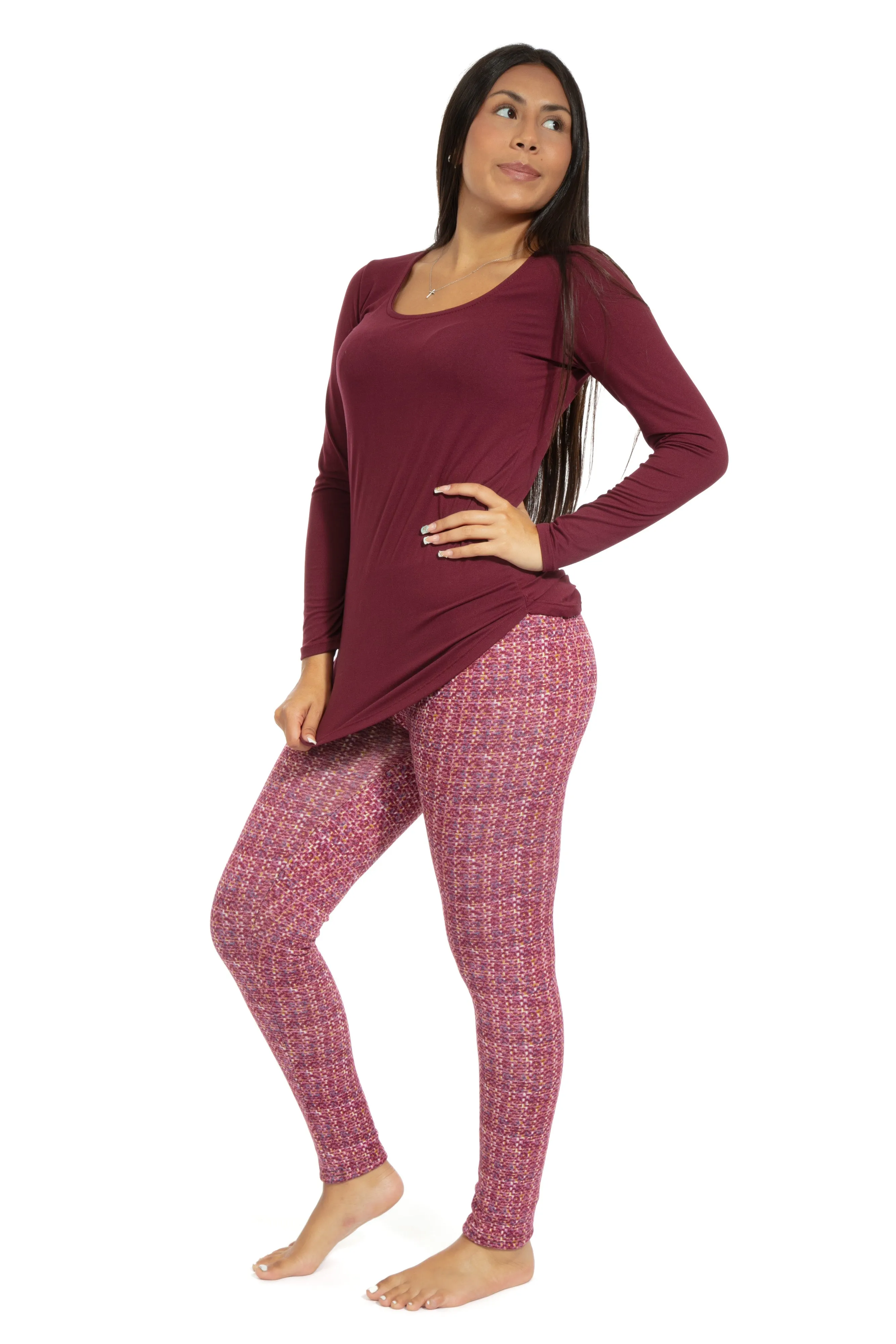 Magenta Tartan - Cozy Lined Leggings sold by Just Cozy product image thumbnail 2