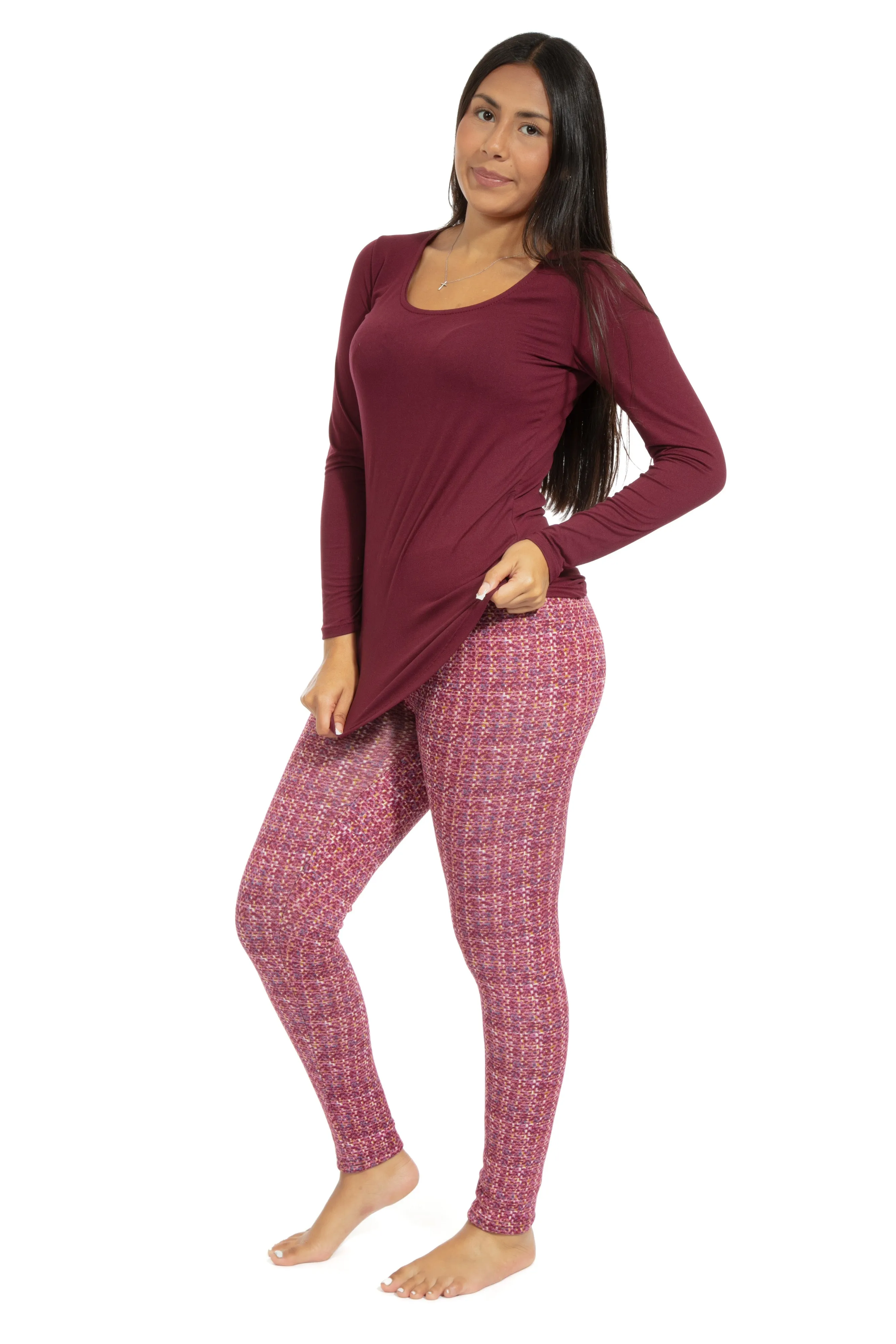 Magenta Tartan - Cozy Lined Leggings sold by Just Cozy product image thumbnail 3