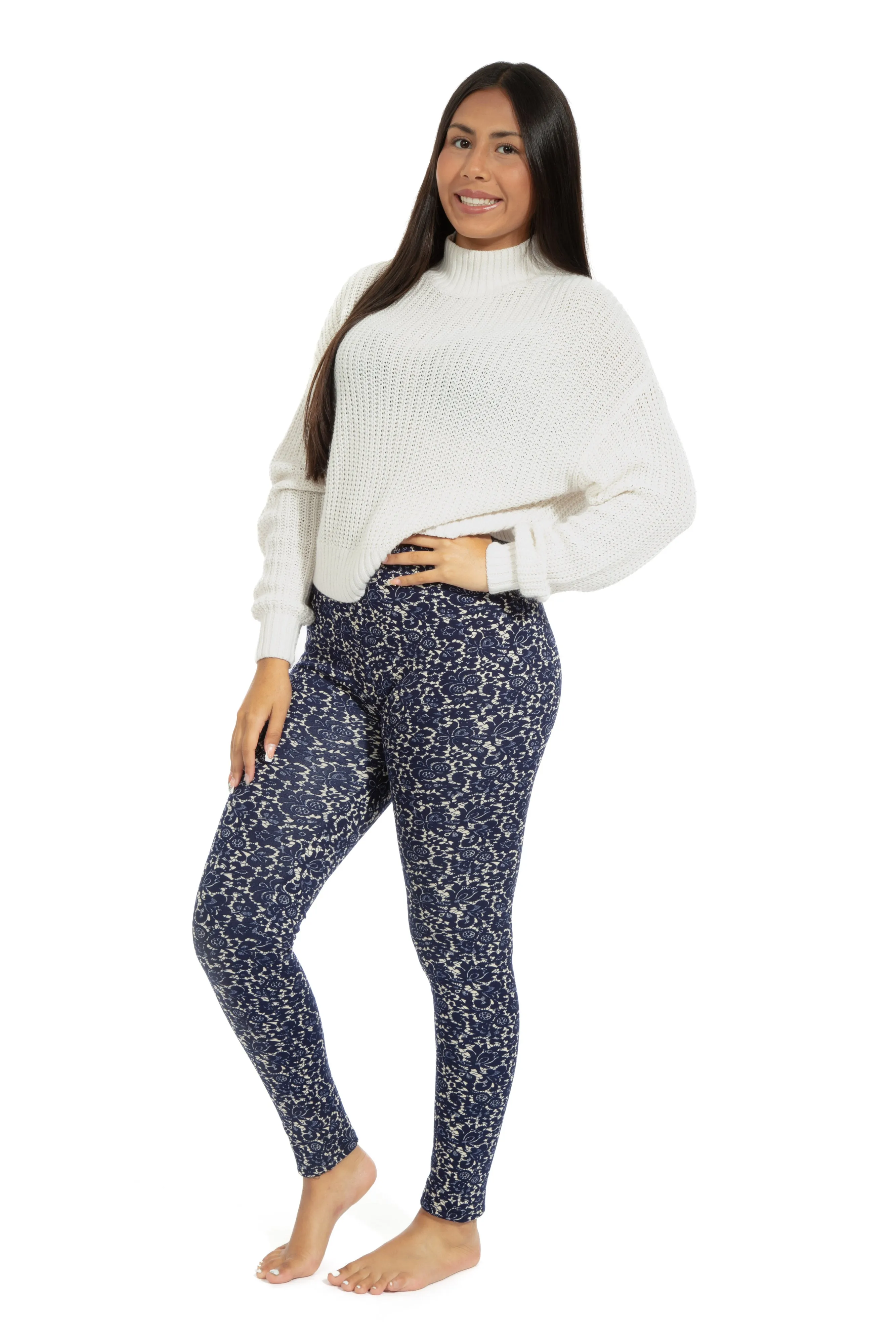 Blue Pattern - Cozy Lined Leggings sold by Just Cozy product image thumbnail 2