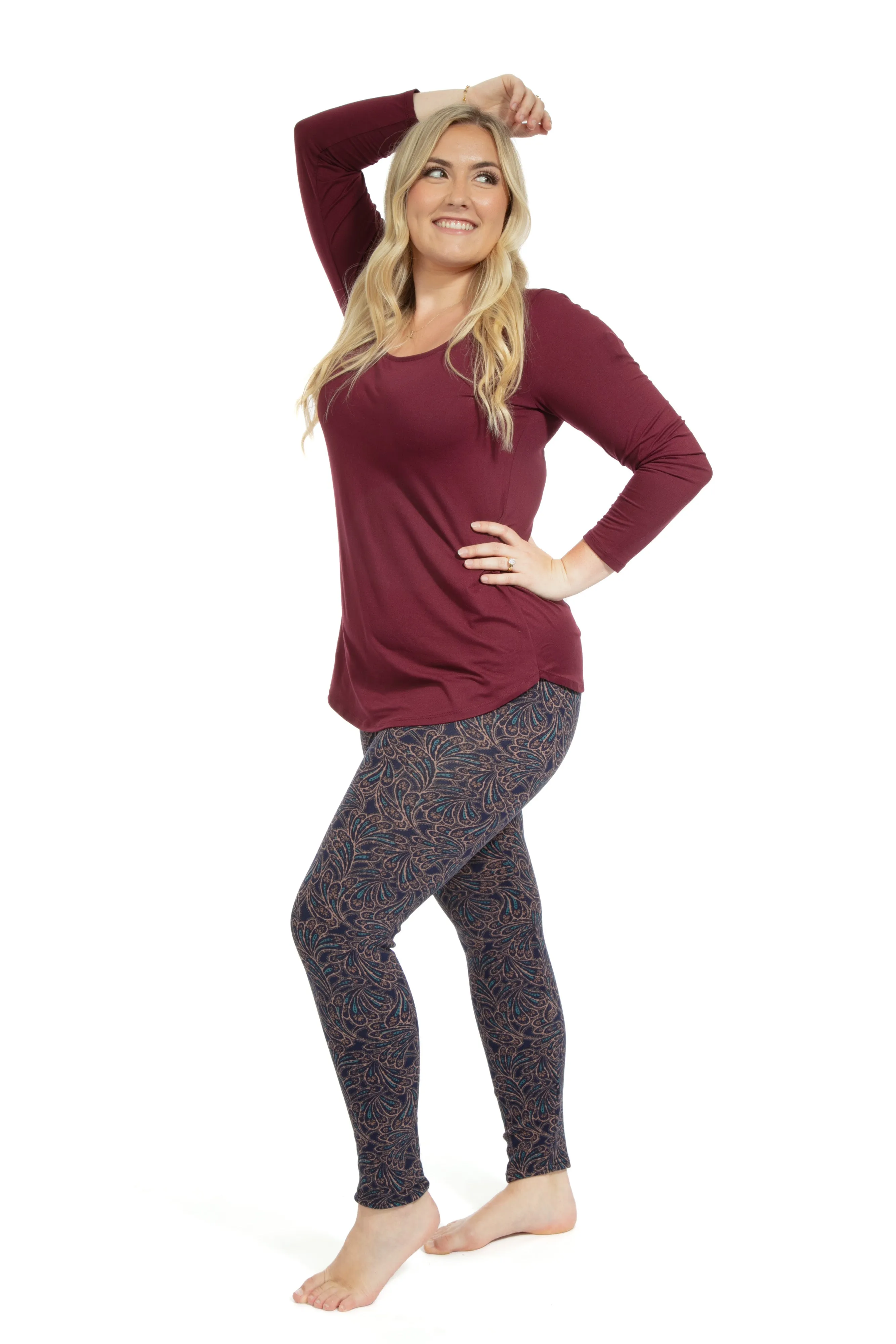 Leaf Print - Cozy Lined Leggings sold by Just Cozy product image thumbnail 4