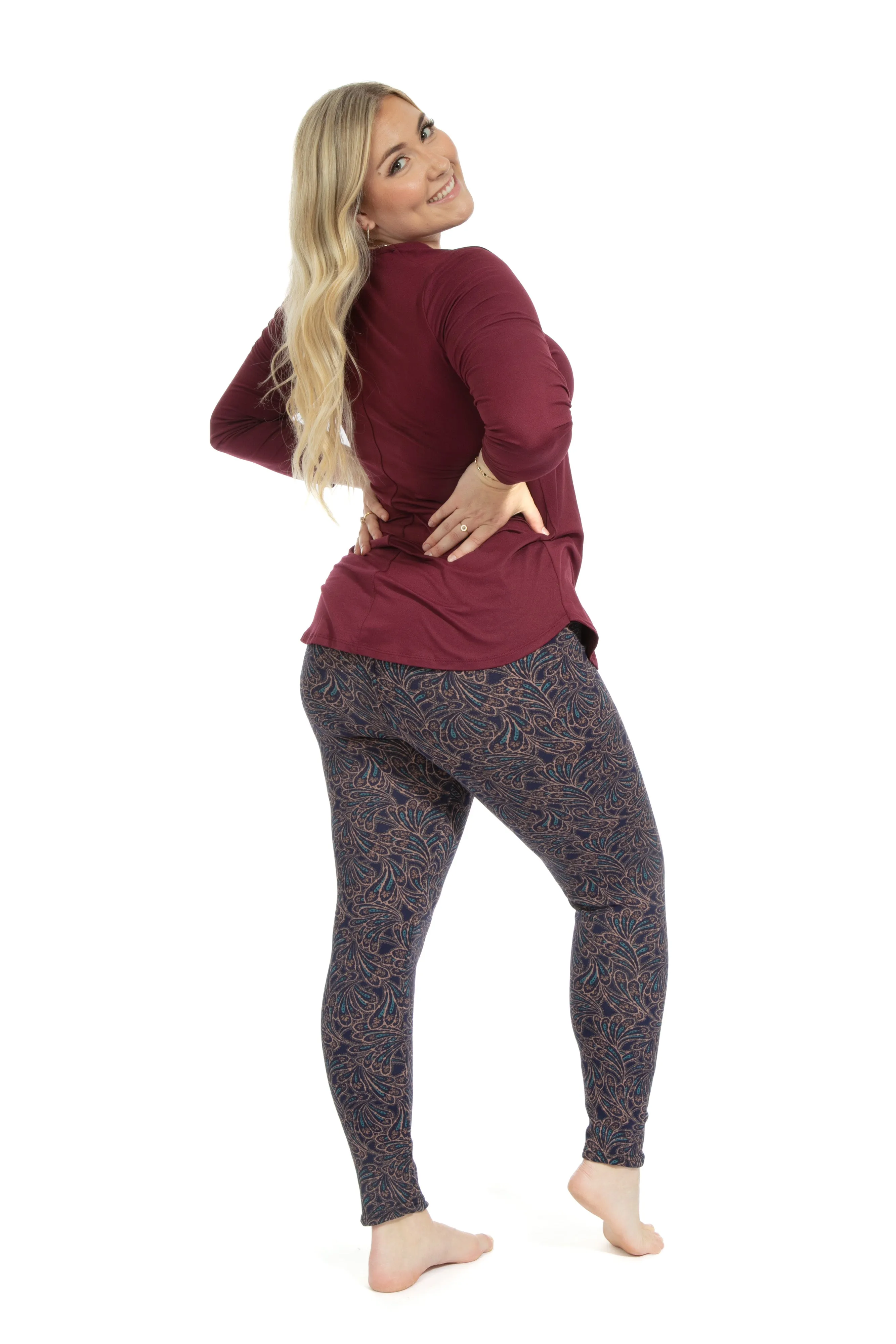 Leaf Print - Cozy Lined Leggings sold by Just Cozy product image thumbnail 3