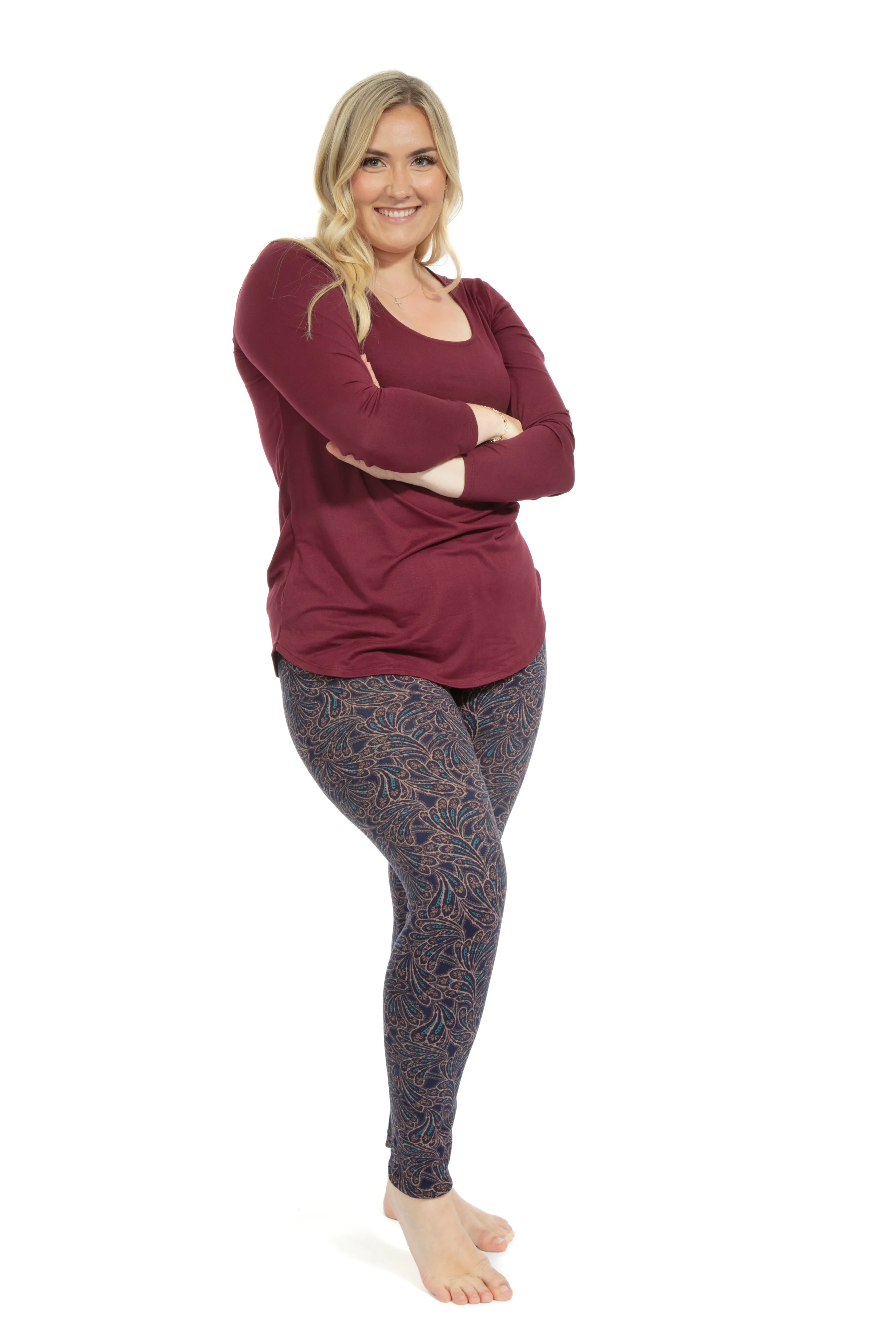 Leaf Print - Cozy Lined Leggings sold by Just Cozy product image thumbnail 5