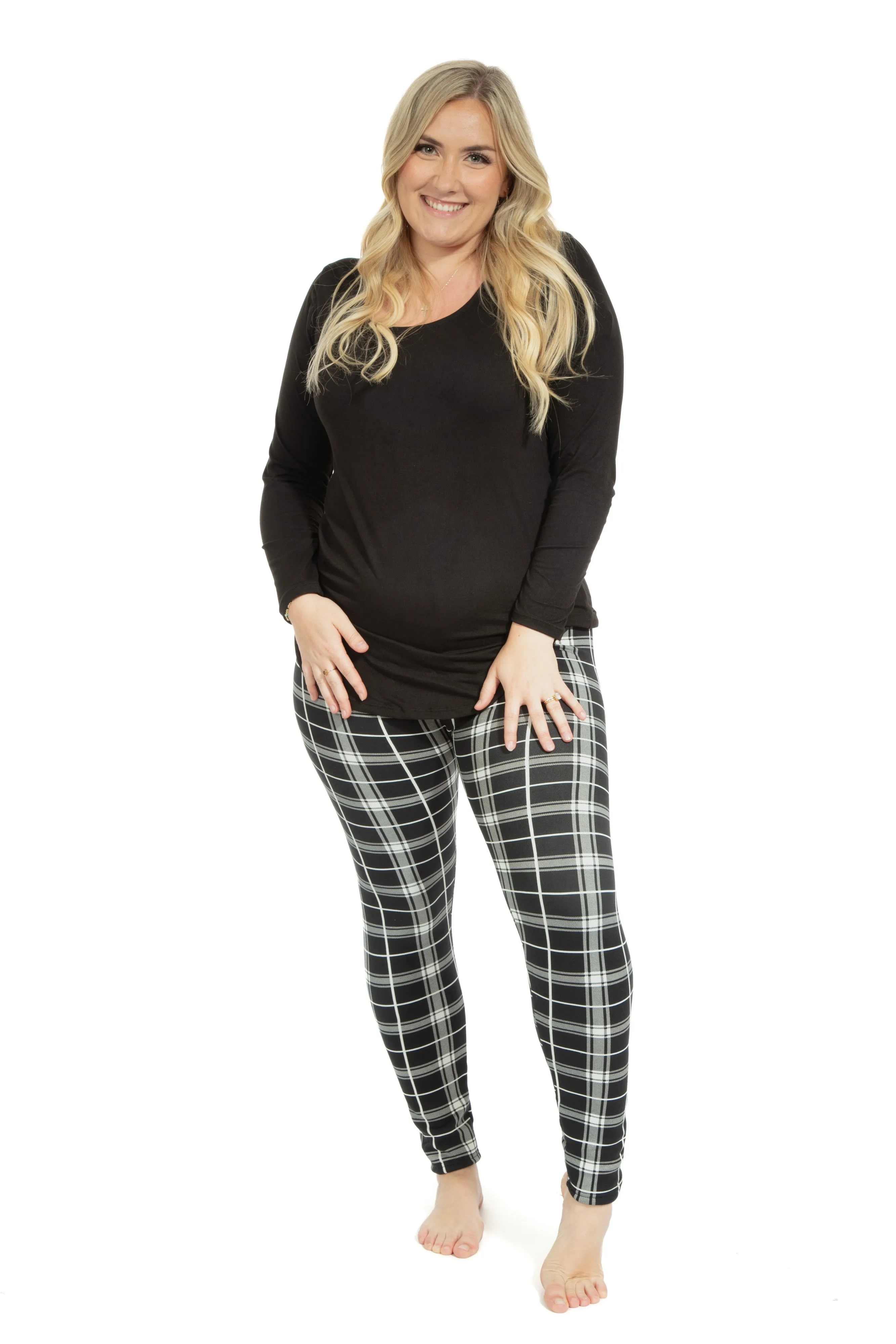 B&W Plaid - Cozy Lined Leggings sold by Just Cozy product image thumbnail 2