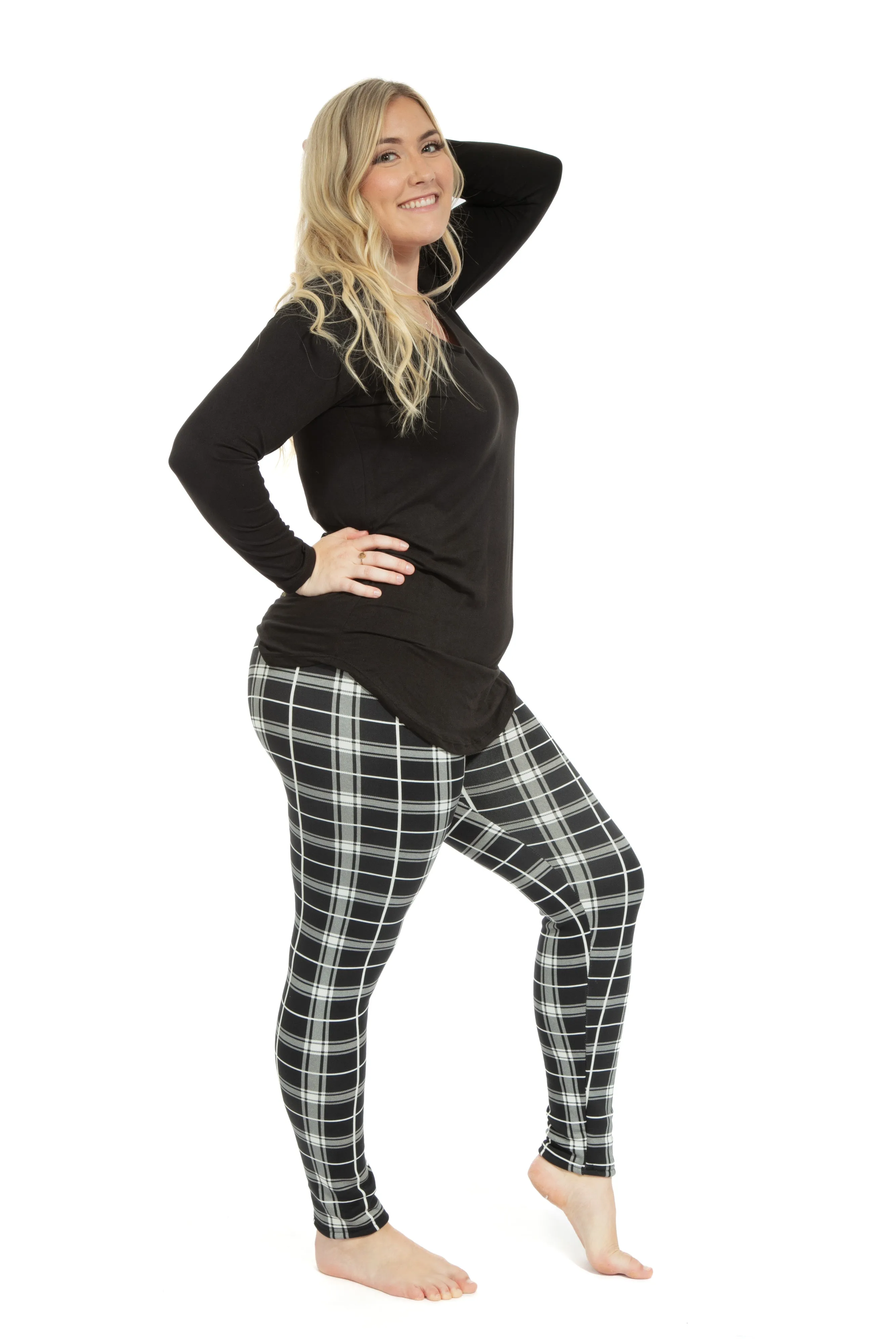 B&W Plaid - Cozy Lined Leggings sold by Just Cozy product image thumbnail 4