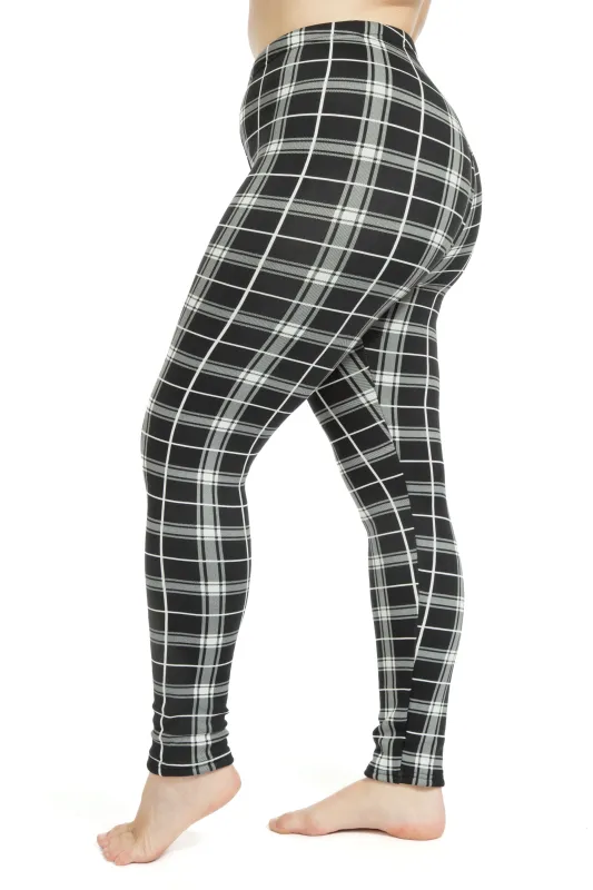 B&W Plaid - Cozy Lined Leggings sold by Just Cozy