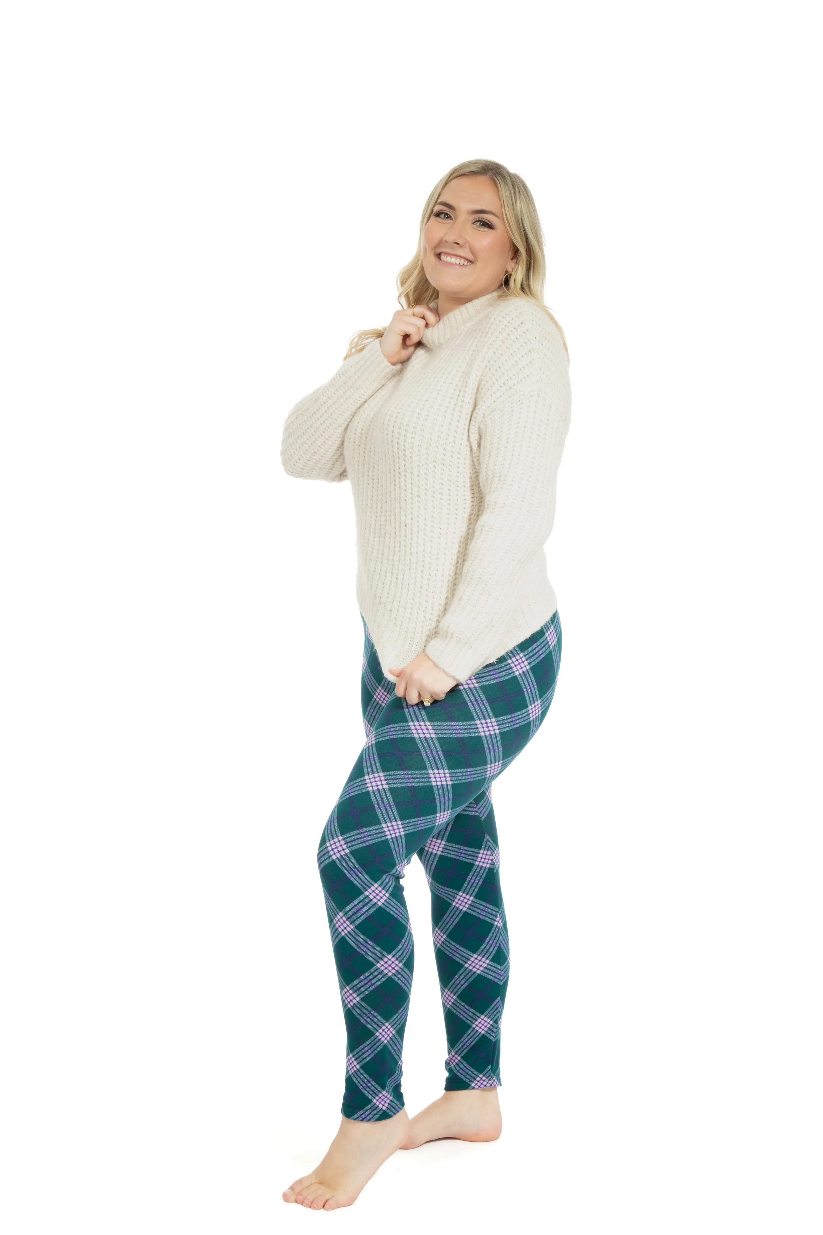 Pink & Green Squares - Cozy Lined Leggings sold by Just Cozy product image thumbnail 4