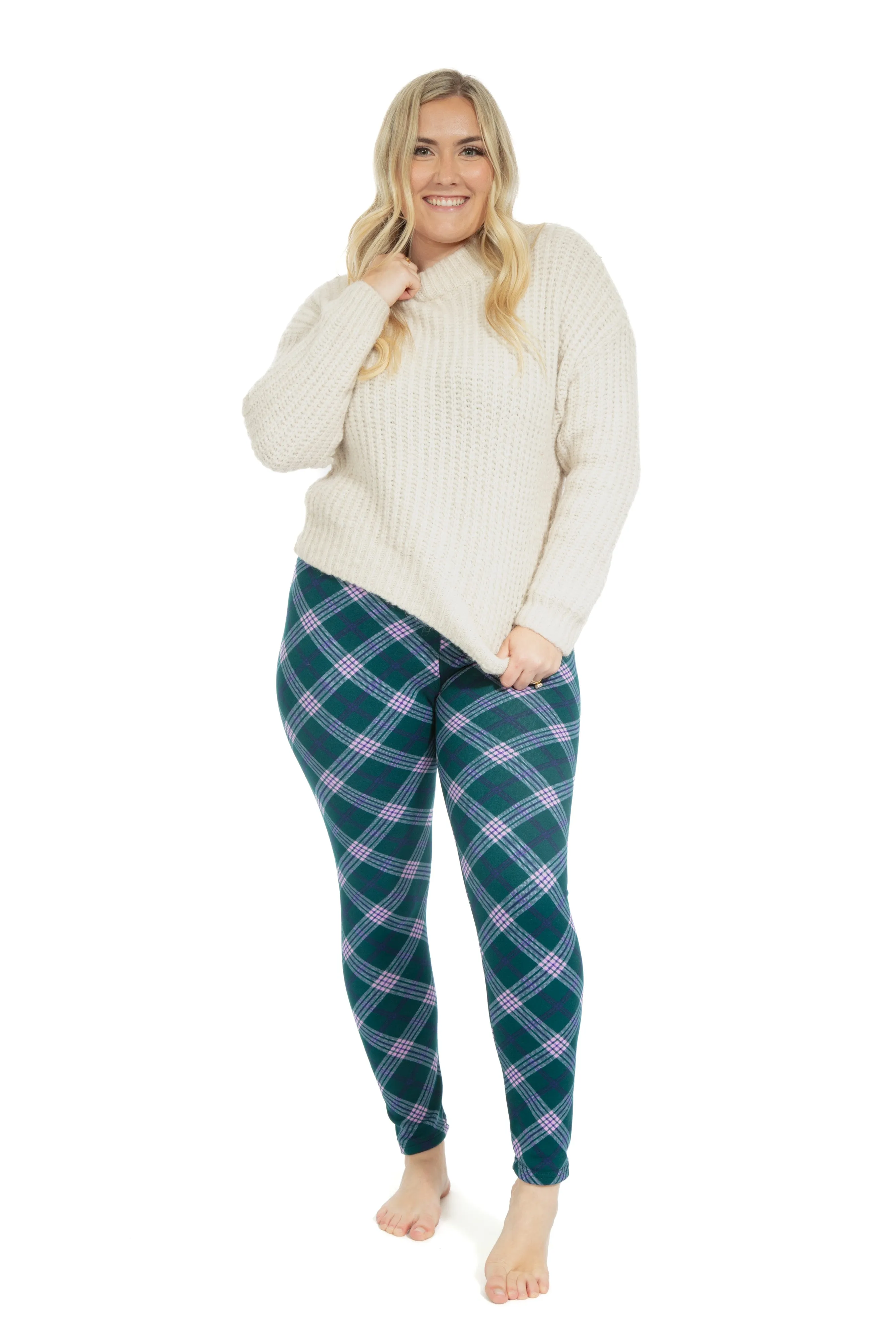 Pink & Green Squares - Cozy Lined Leggings sold by Just Cozy product image thumbnail 2