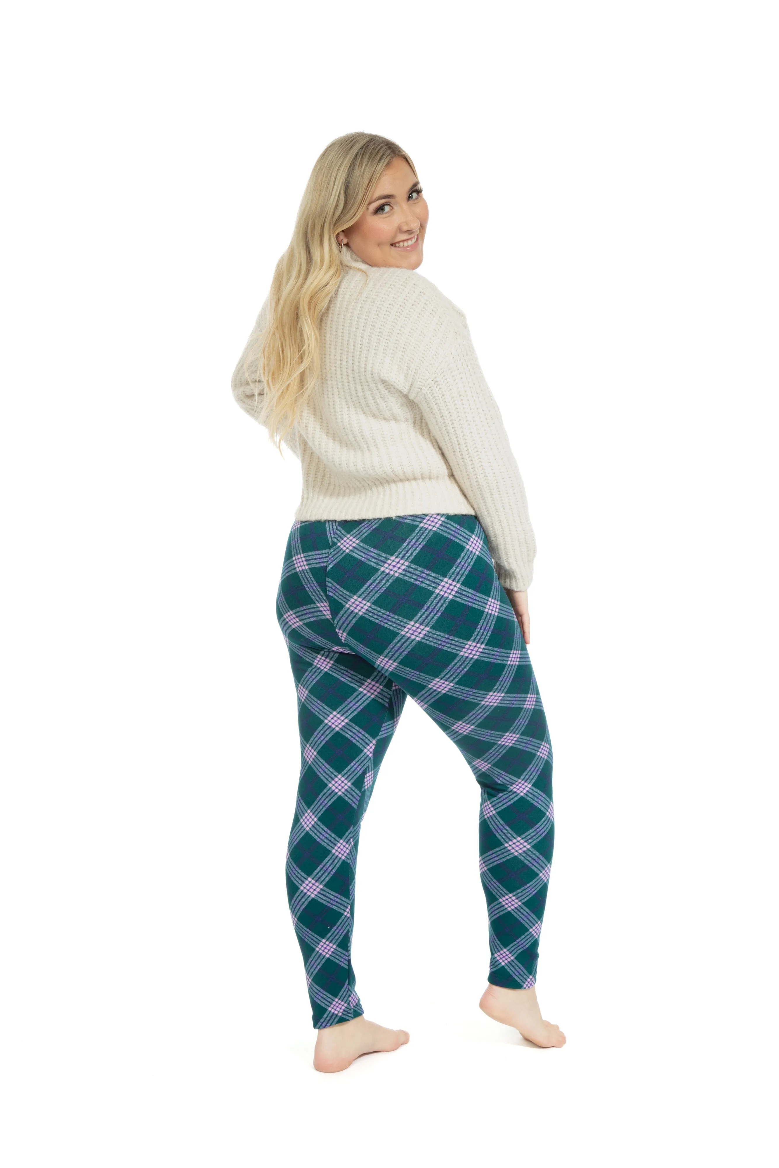 Pink & Green Squares - Cozy Lined Leggings sold by Just Cozy product image thumbnail 3