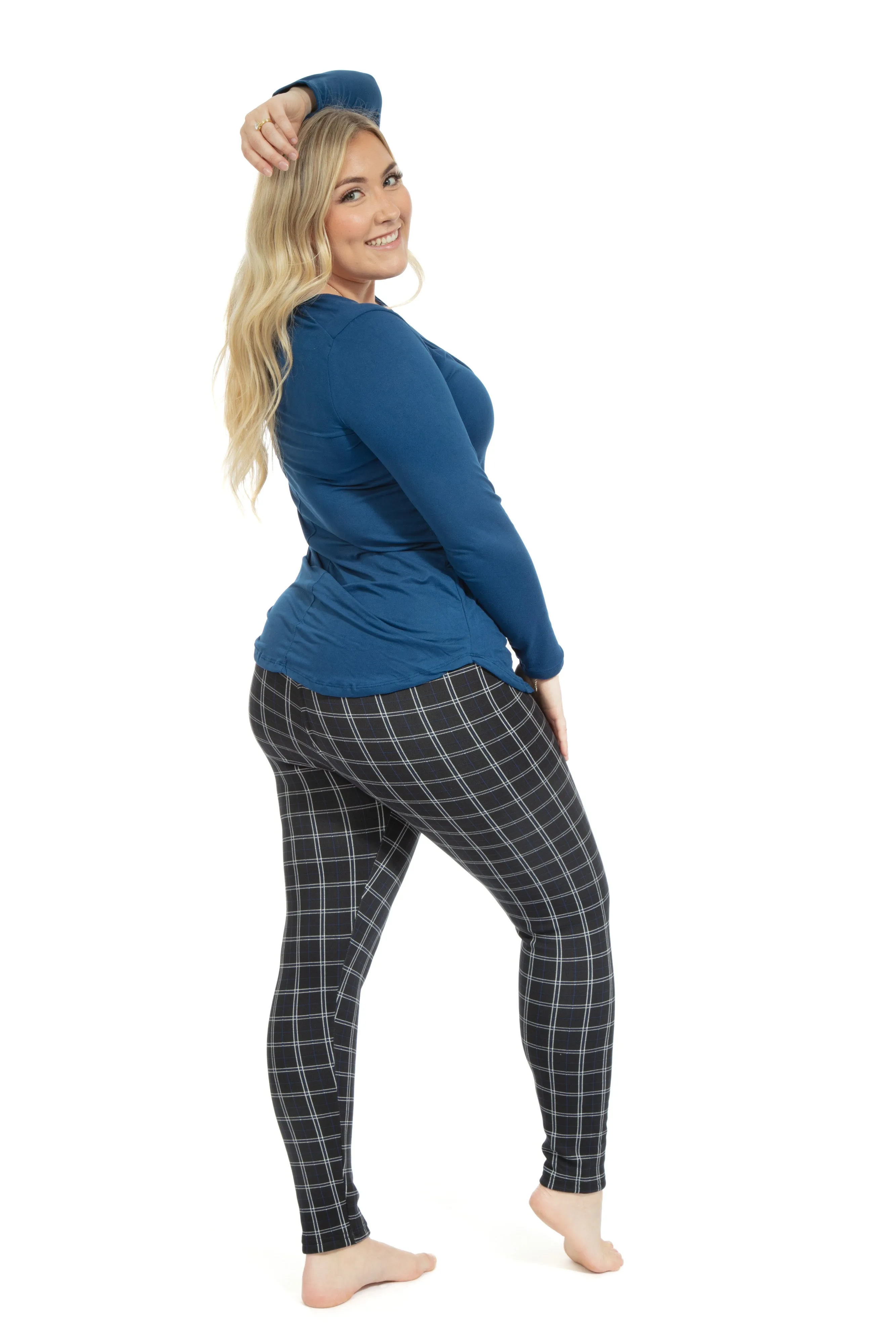 Navy Squares - Cozy Lined Leggings sold by Just Cozy product image thumbnail 4