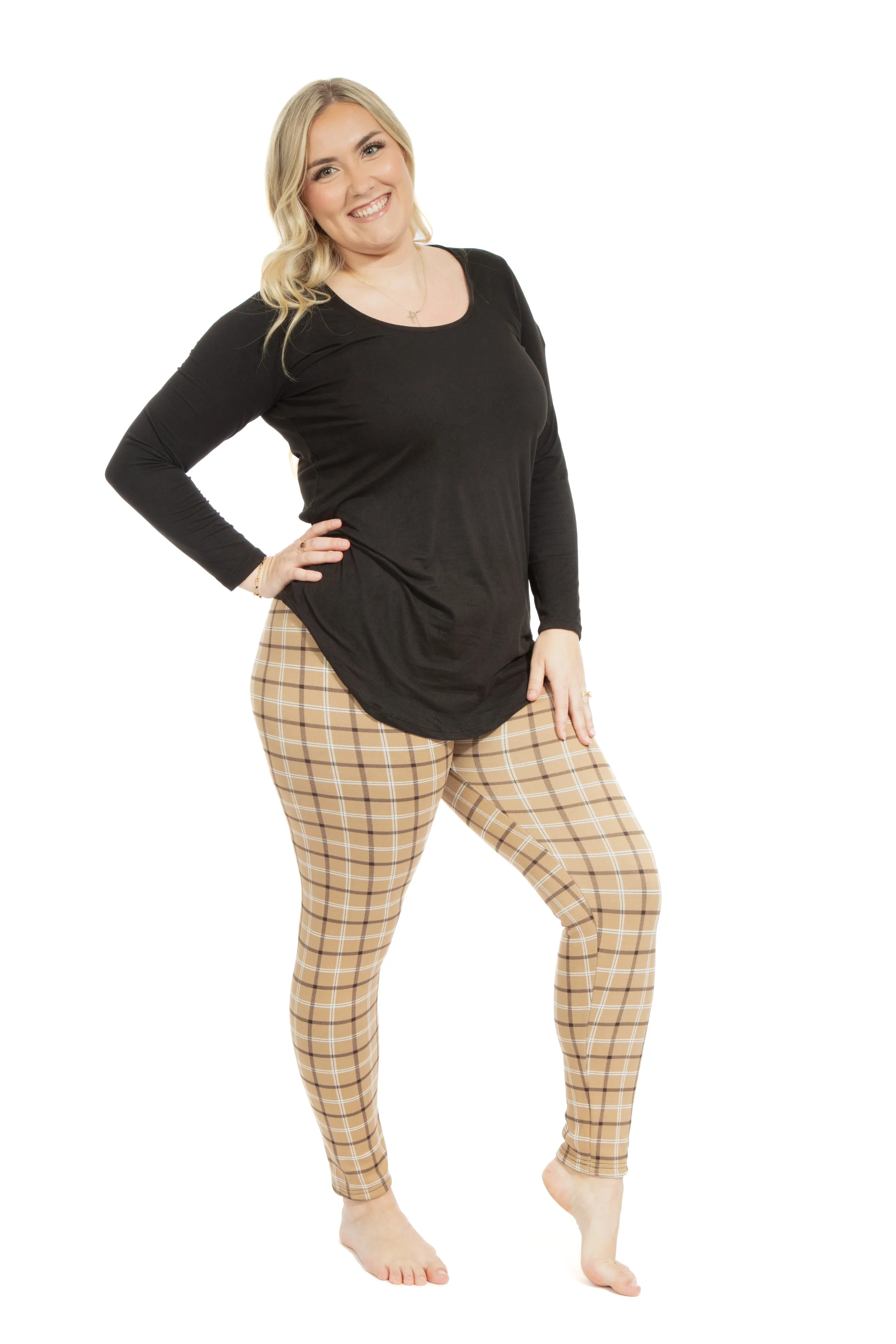 Mocha Plaid - Cozy Lined Leggings sold by Just Cozy product image thumbnail 3