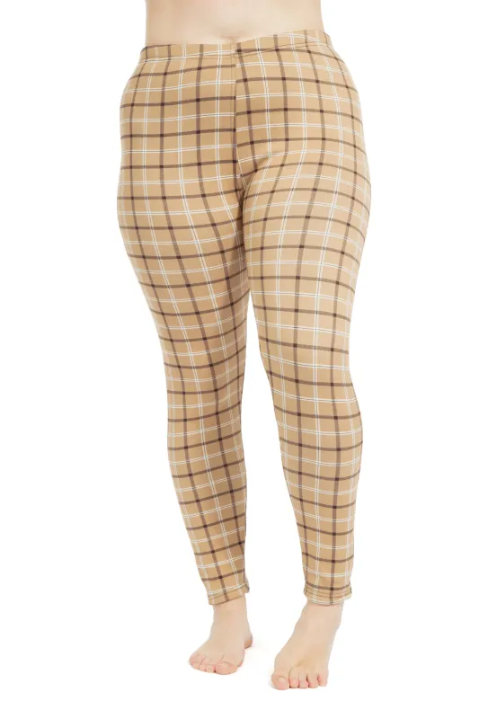 Mocha Plaid - Cozy Lined Leggings sold by Just Cozy