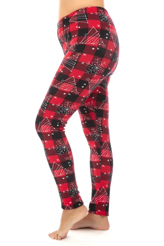 Xmas Tree Plaid - Cozy Lined Leggings sold by Just Cozy