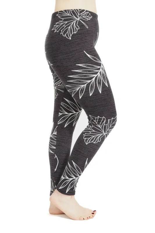 Leaves in Gray - Cozy Lined Leggings sold by Just Cozy