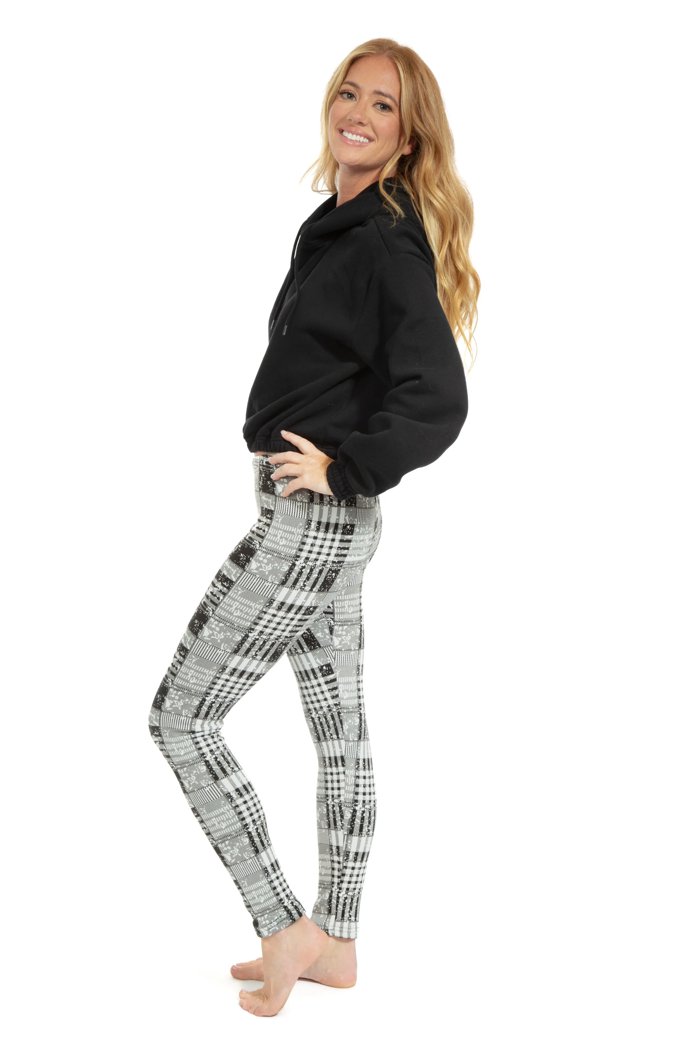 Black & White Abstract - Cozy Lined Leggings sold by Just Cozy product image thumbnail 4