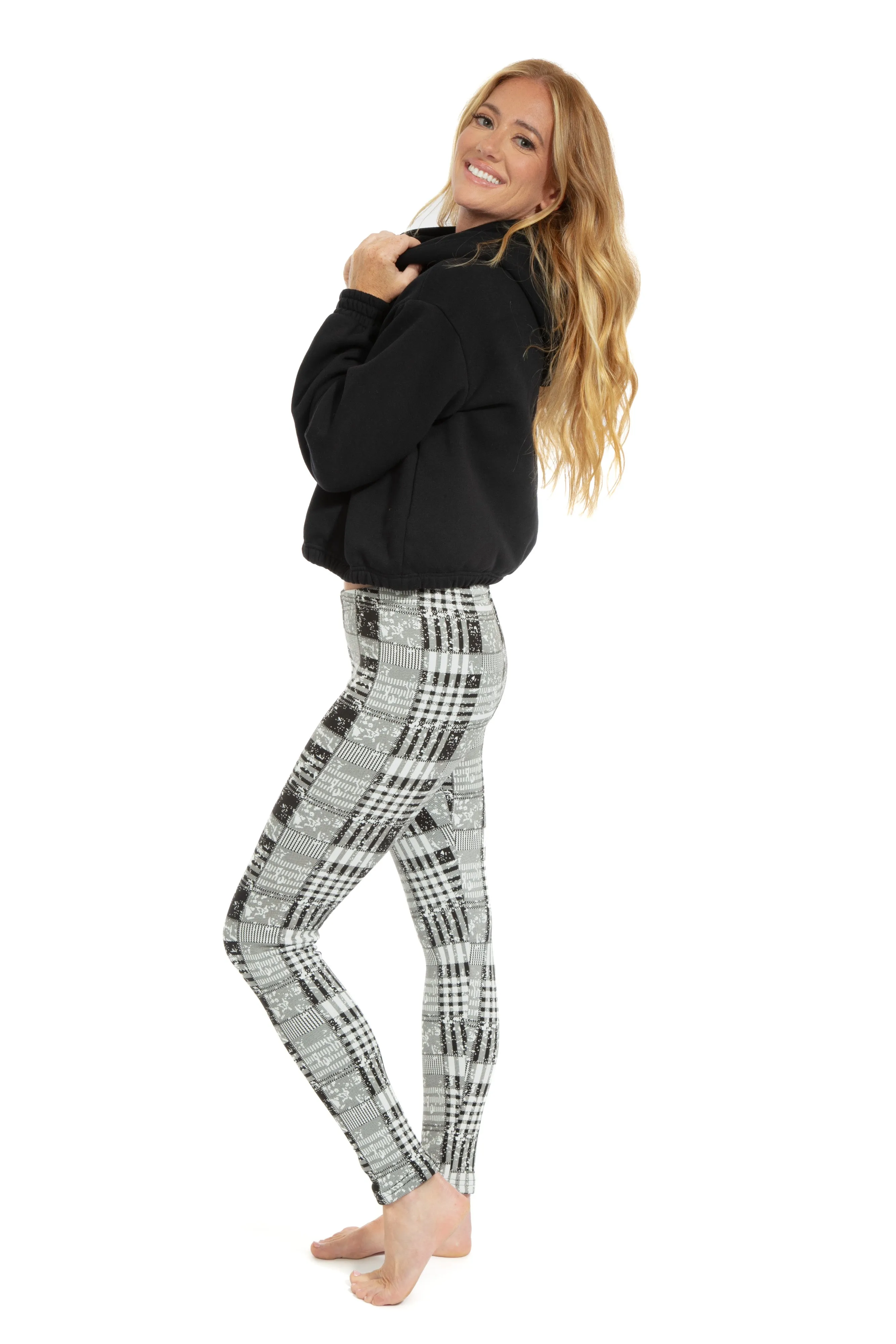 Black & White Abstract - Cozy Lined Leggings sold by Just Cozy product image thumbnail 3