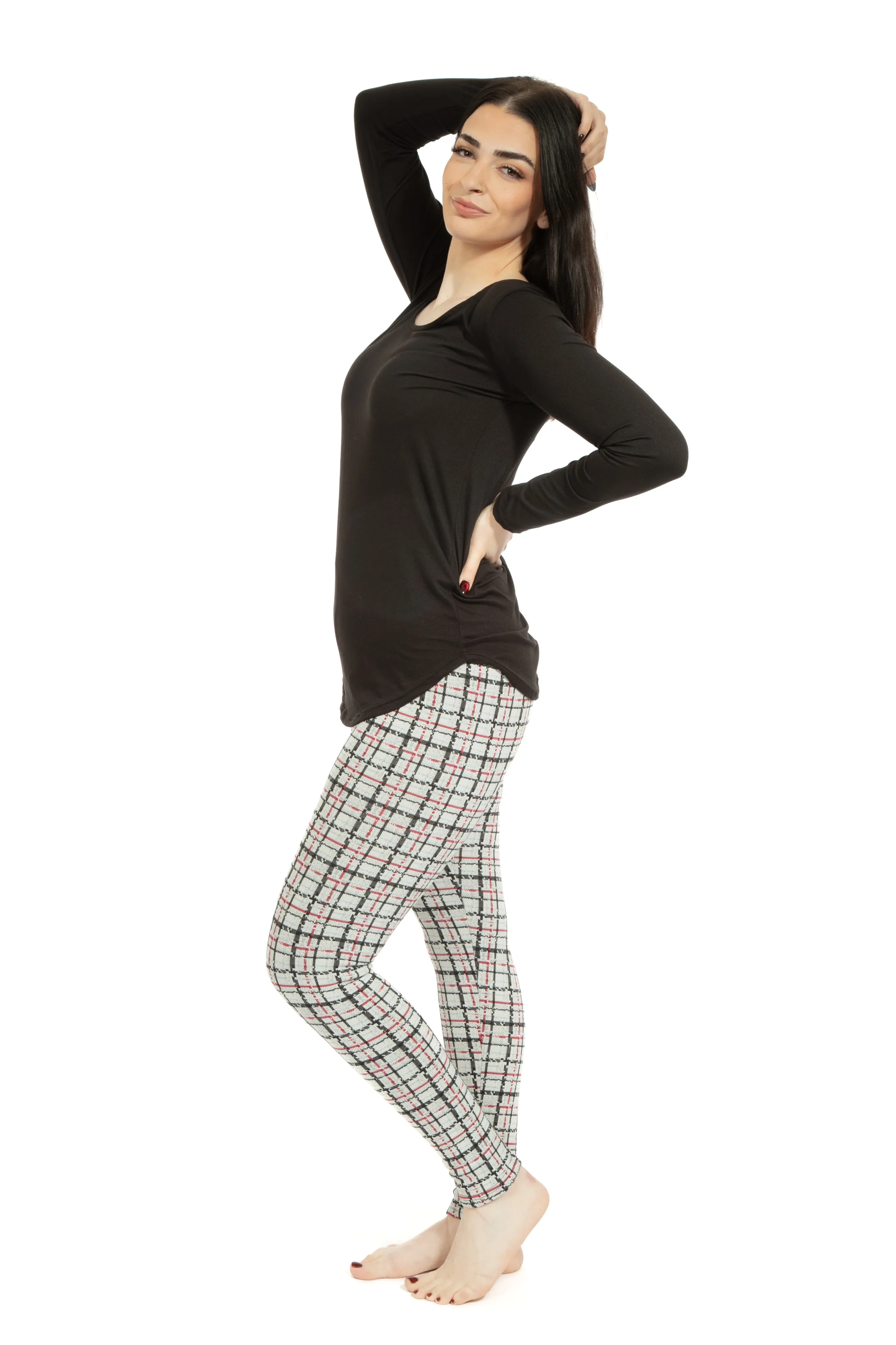 Light Gray Tartan - Cozy Lined Leggings sold by Just Cozy product image thumbnail 5
