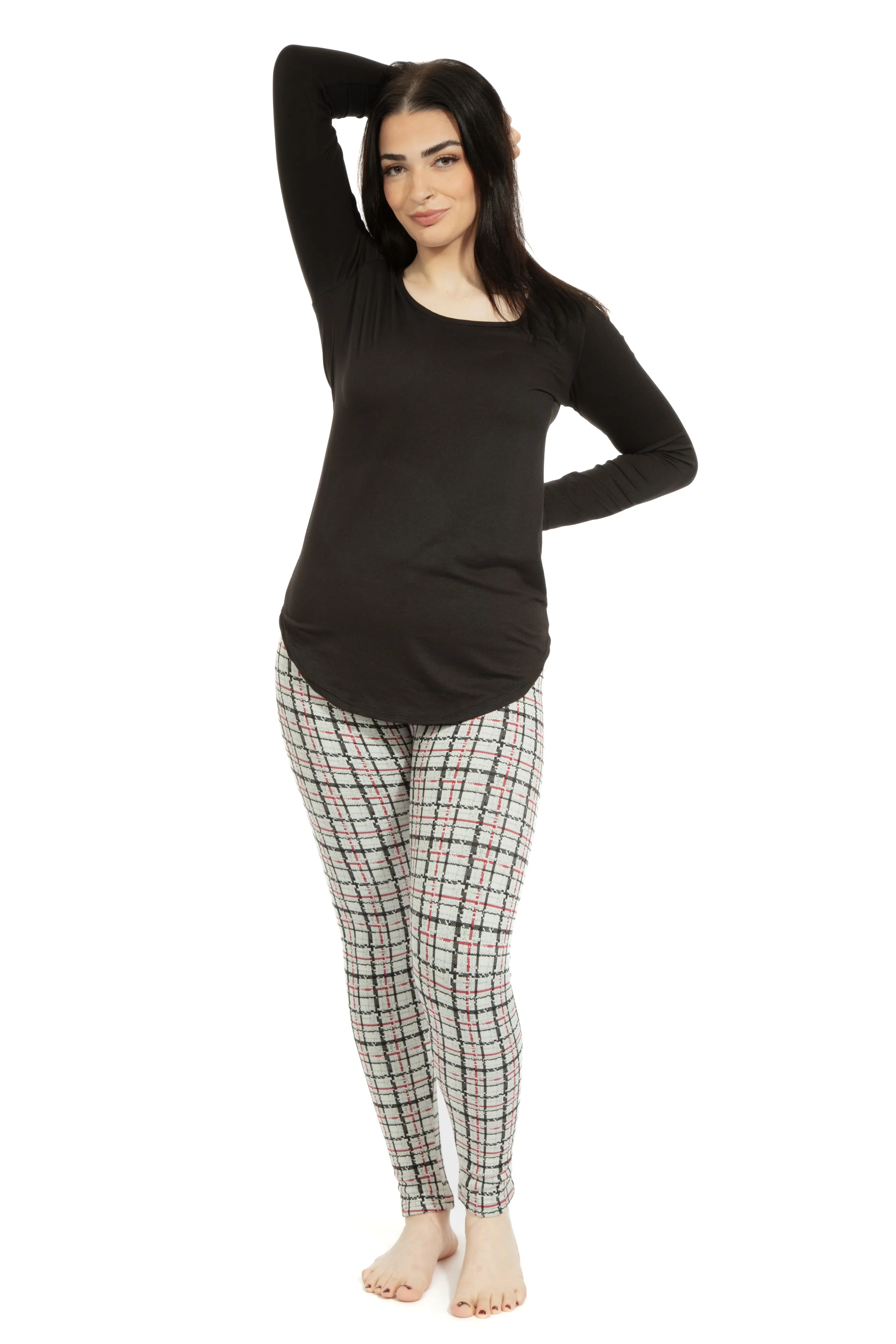 Light Gray Tartan - Cozy Lined Leggings sold by Just Cozy product image thumbnail 4