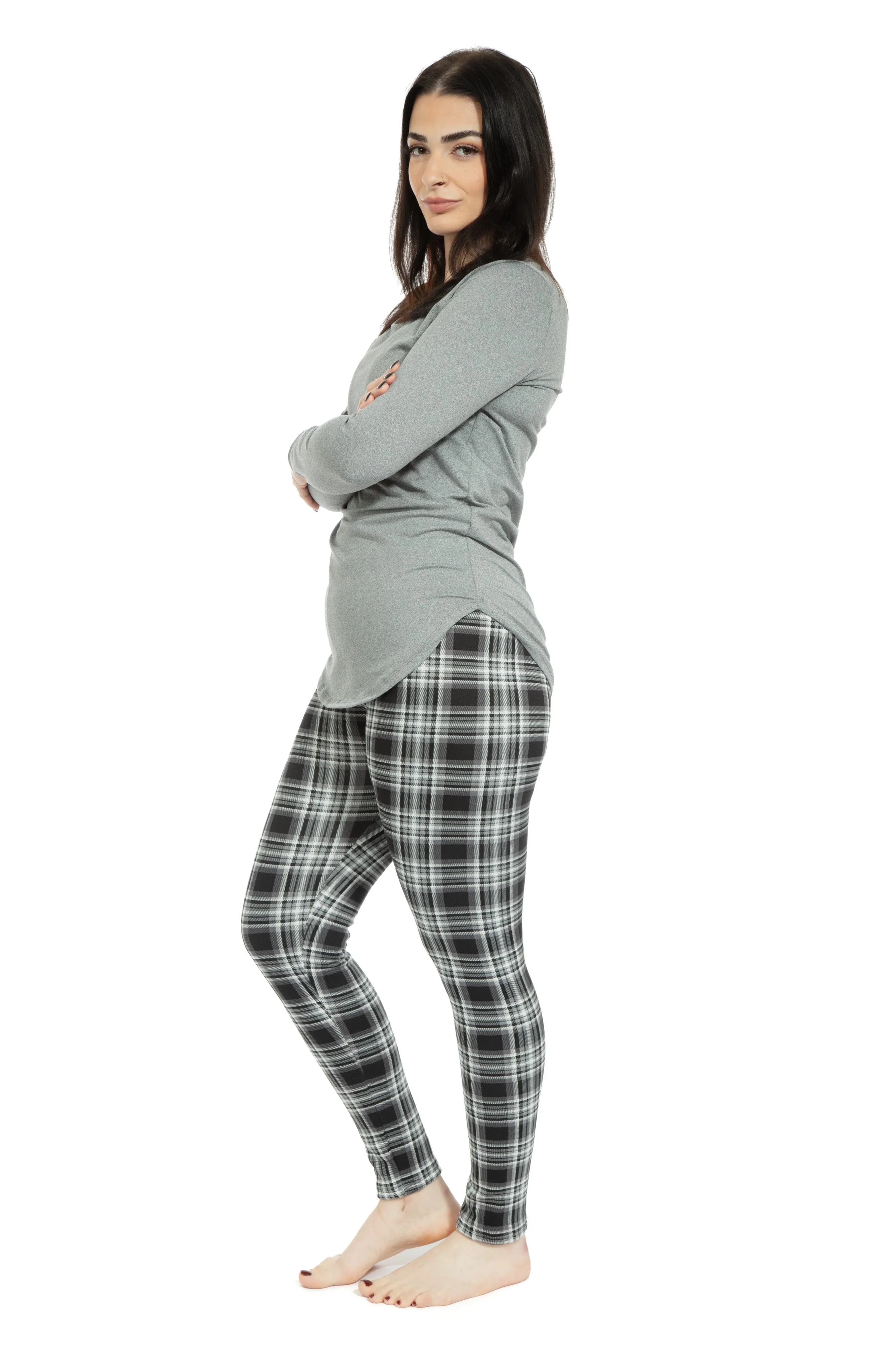 Black & White Tartan - Cozy Lined Leggings sold by Just Cozy product image thumbnail 3