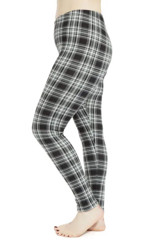 Black & White Tartan - Cozy Lined Leggings sold by Just Cozy