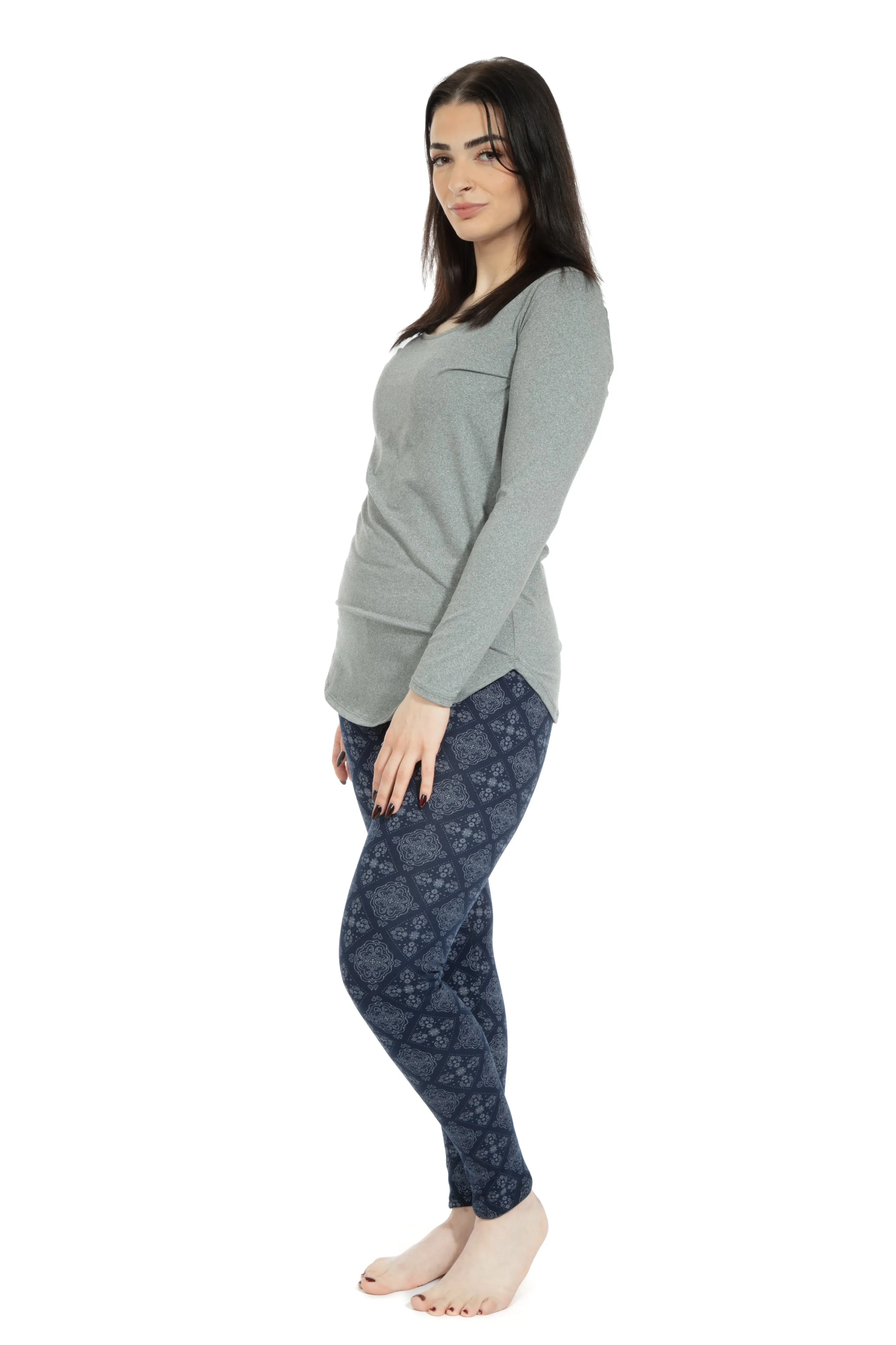 Navy Damask - Cozy Lined Leggings sold by Just Cozy product image thumbnail 4