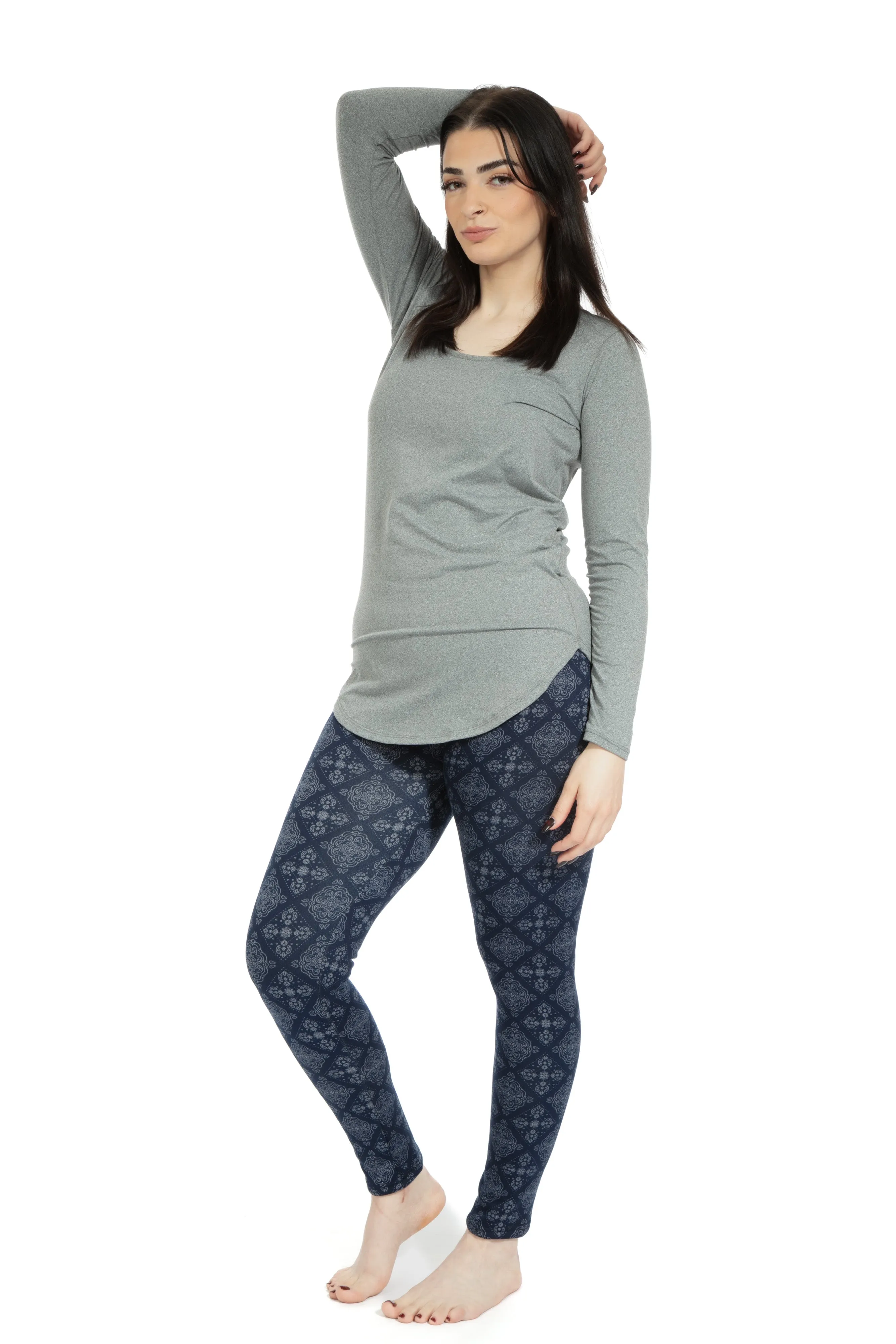 Navy Damask - Cozy Lined Leggings sold by Just Cozy product image thumbnail 2