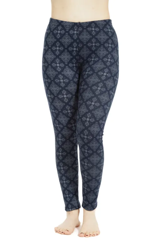 Navy Damask - Cozy Lined Leggings sold by Just Cozy