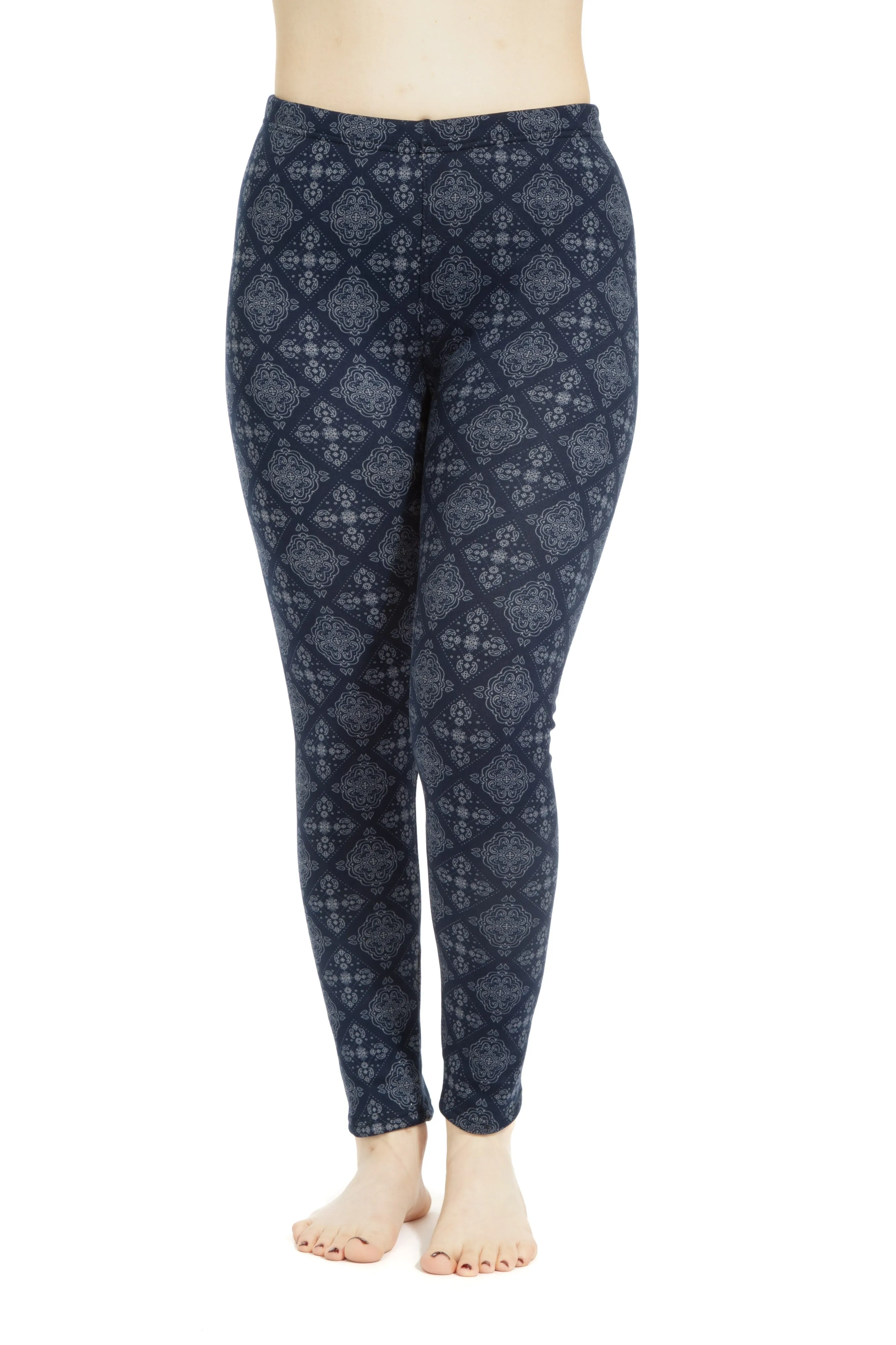Navy Damask - Cozy Lined Leggings sold by Just Cozy