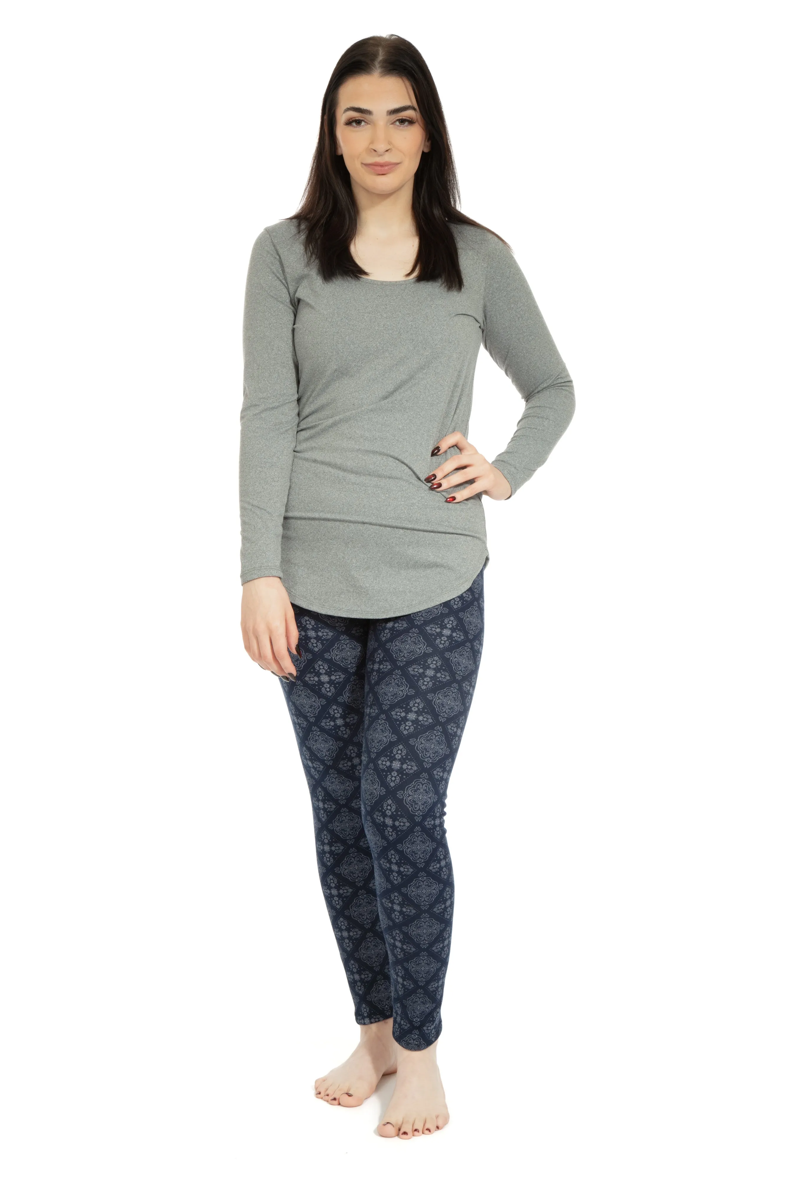 Navy Damask - Cozy Lined Leggings sold by Just Cozy product image thumbnail 3