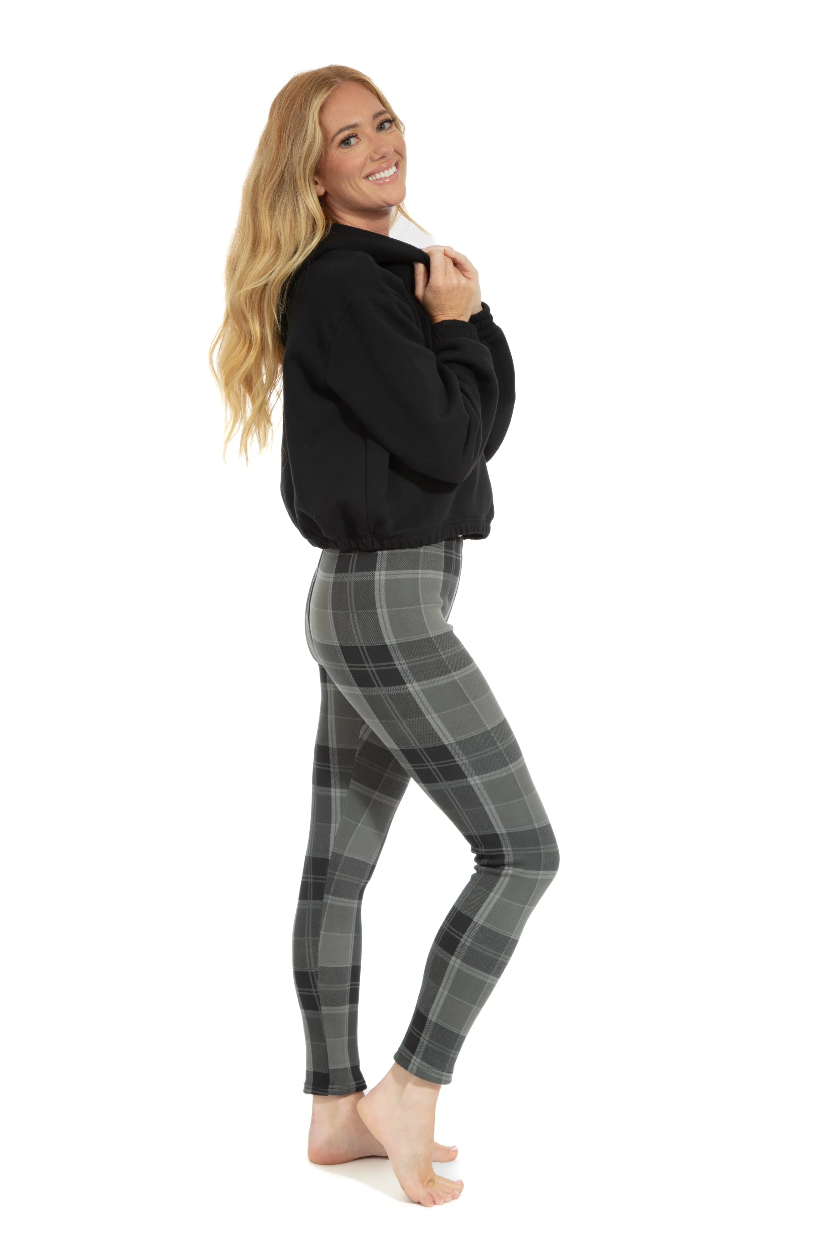 Greyish Plaid - Cozy Lined Leggings sold by Just Cozy product image thumbnail 4