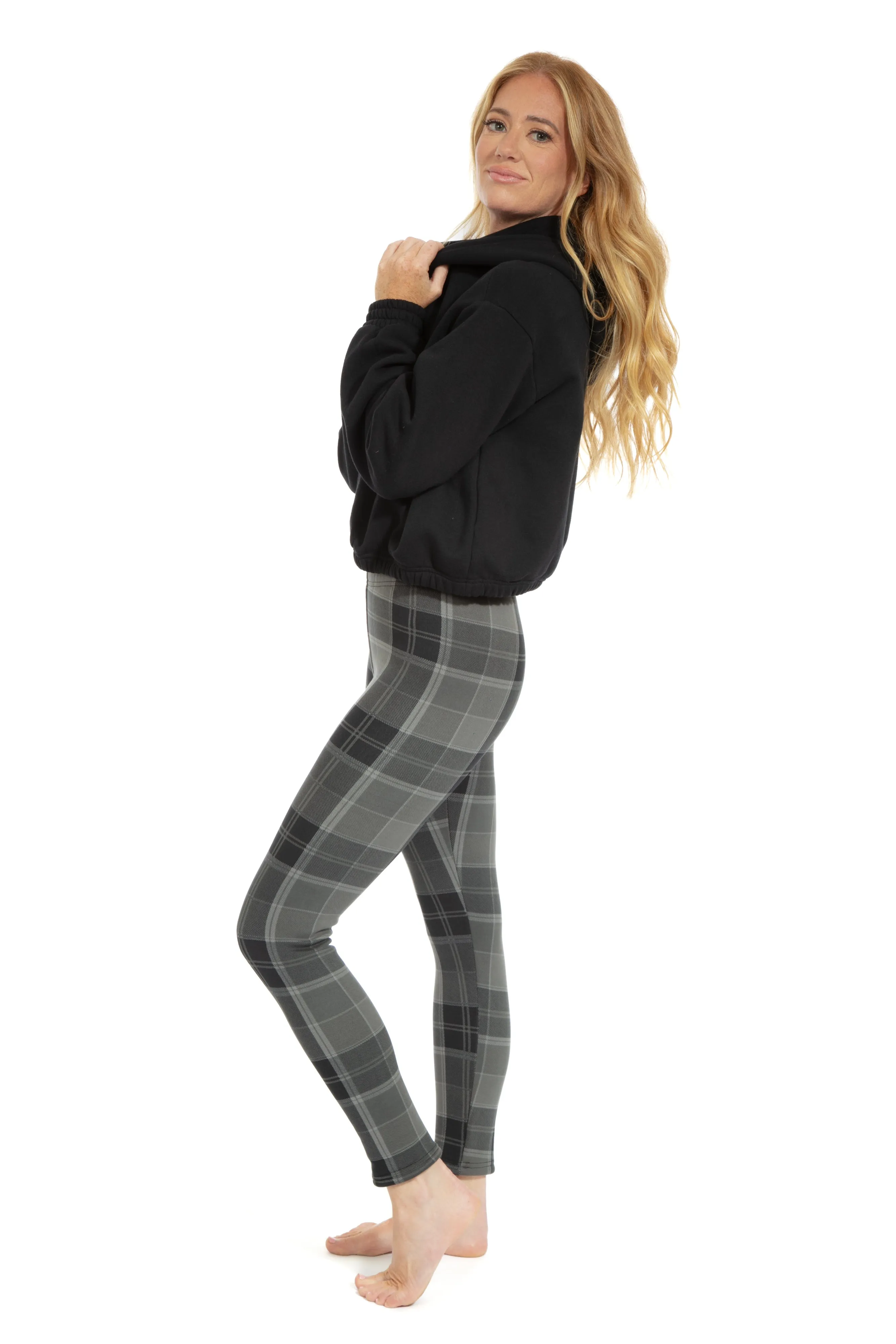 Greyish Plaid - Cozy Lined Leggings sold by Just Cozy product image thumbnail 2